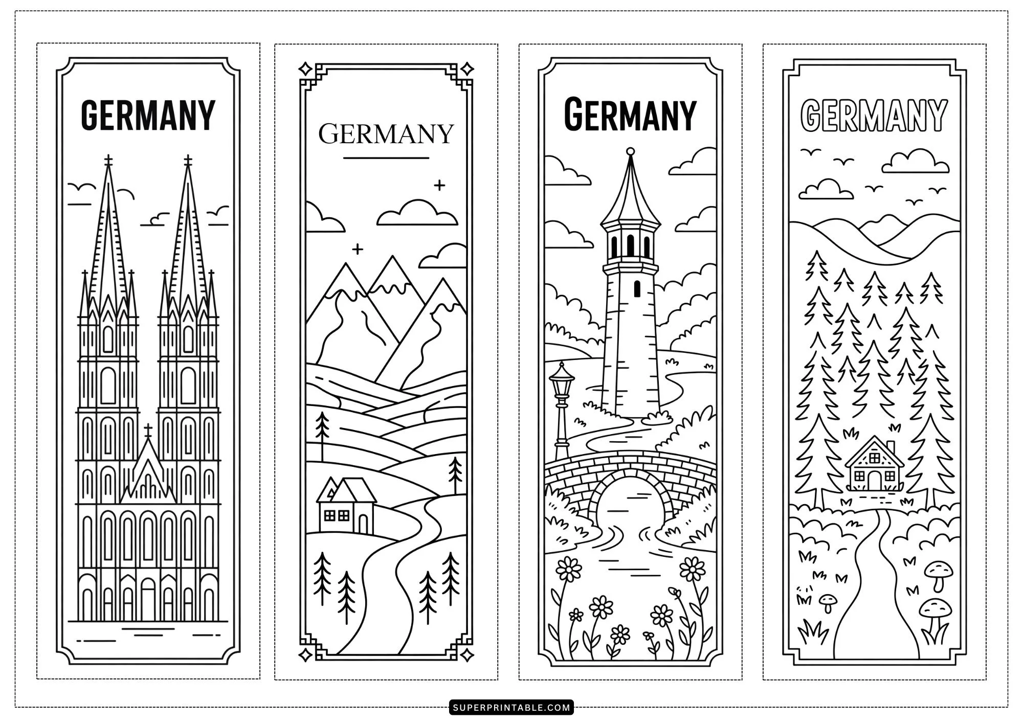 Germany Bookmarks Coloring Pages 2