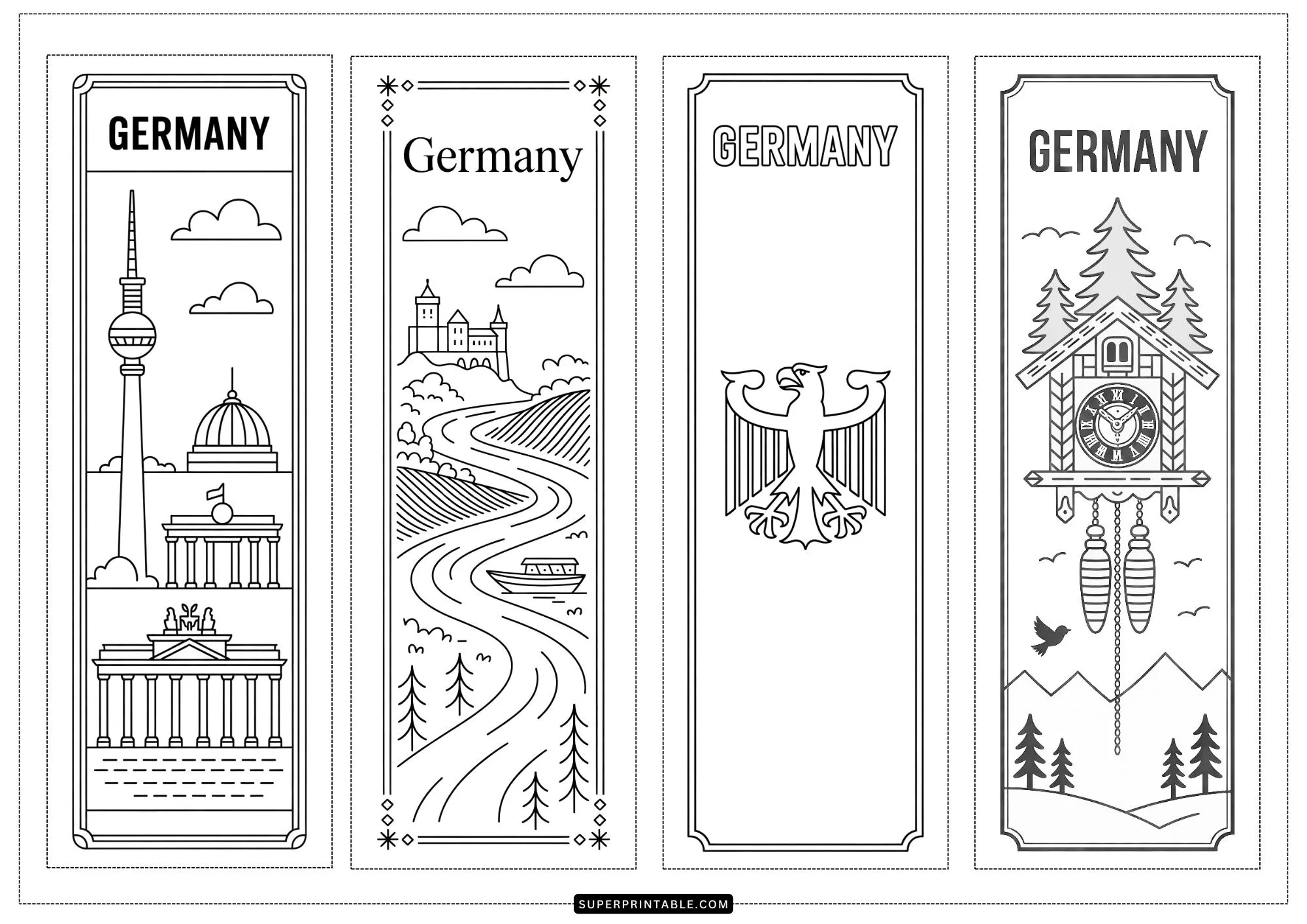 Germany Bookmarks Coloring Pages 3
