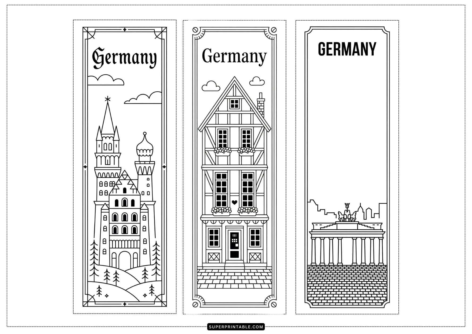 Germany Bookmarks Coloring Pages 4