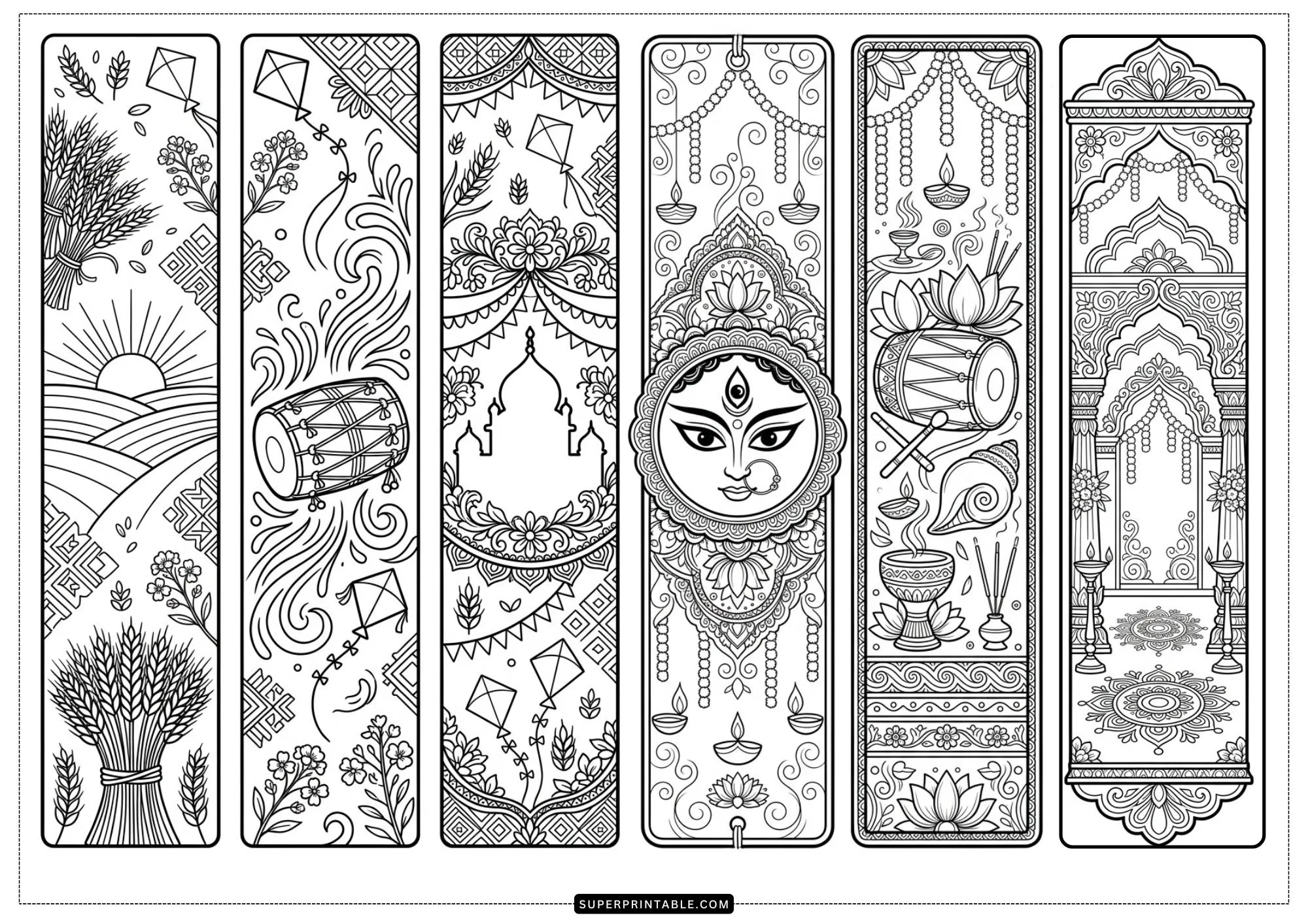 India Coloring Bookmarks 2