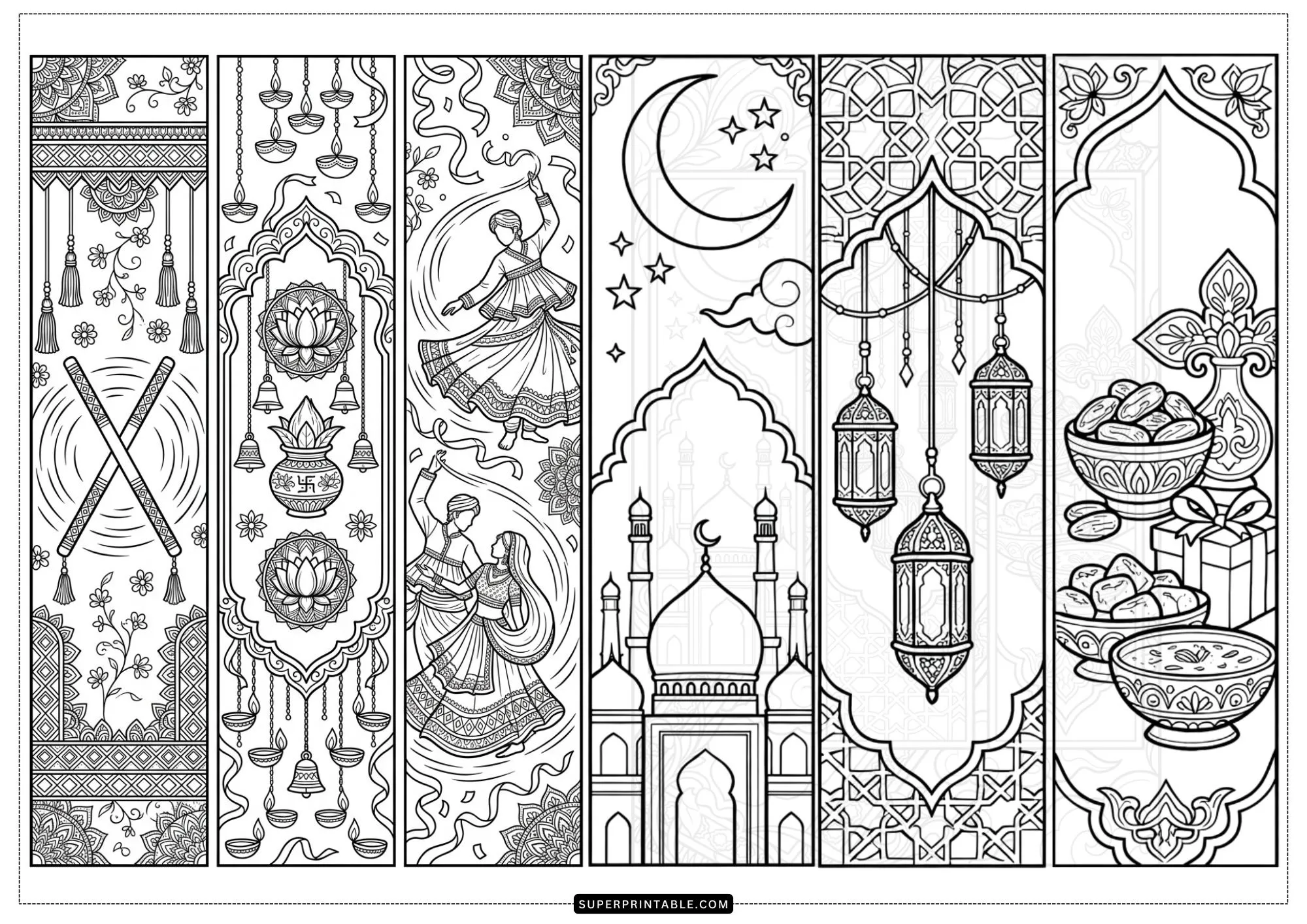 India Coloring Bookmarks 3