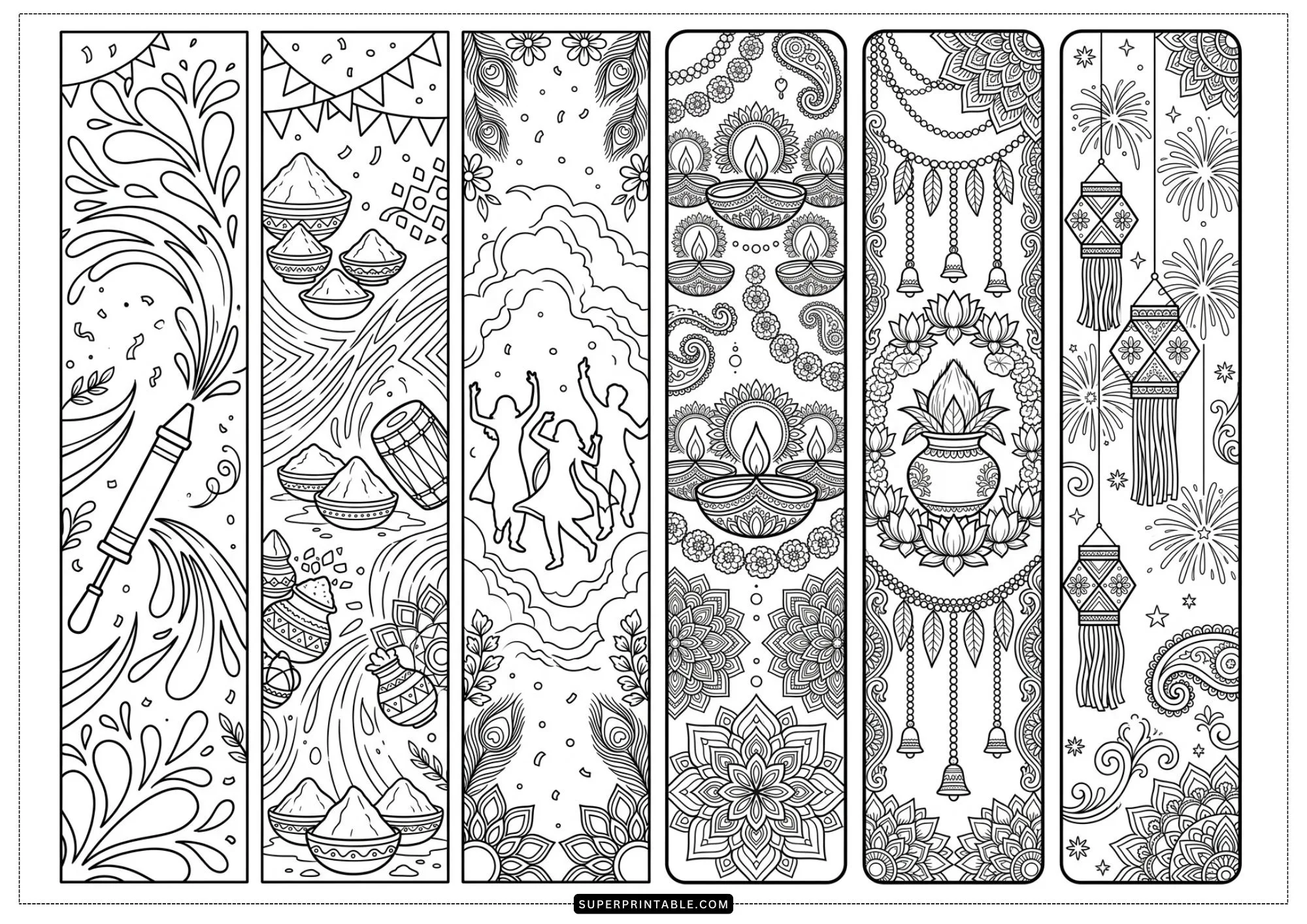 India Coloring Bookmarks 4