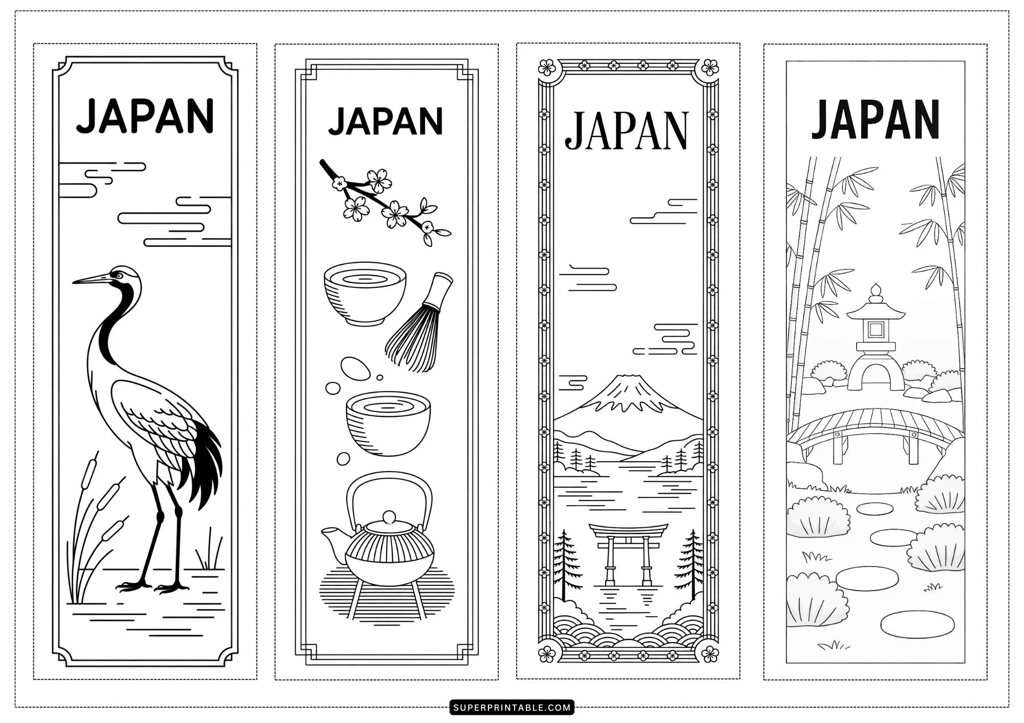 Japan Coloring Bookmarks 2