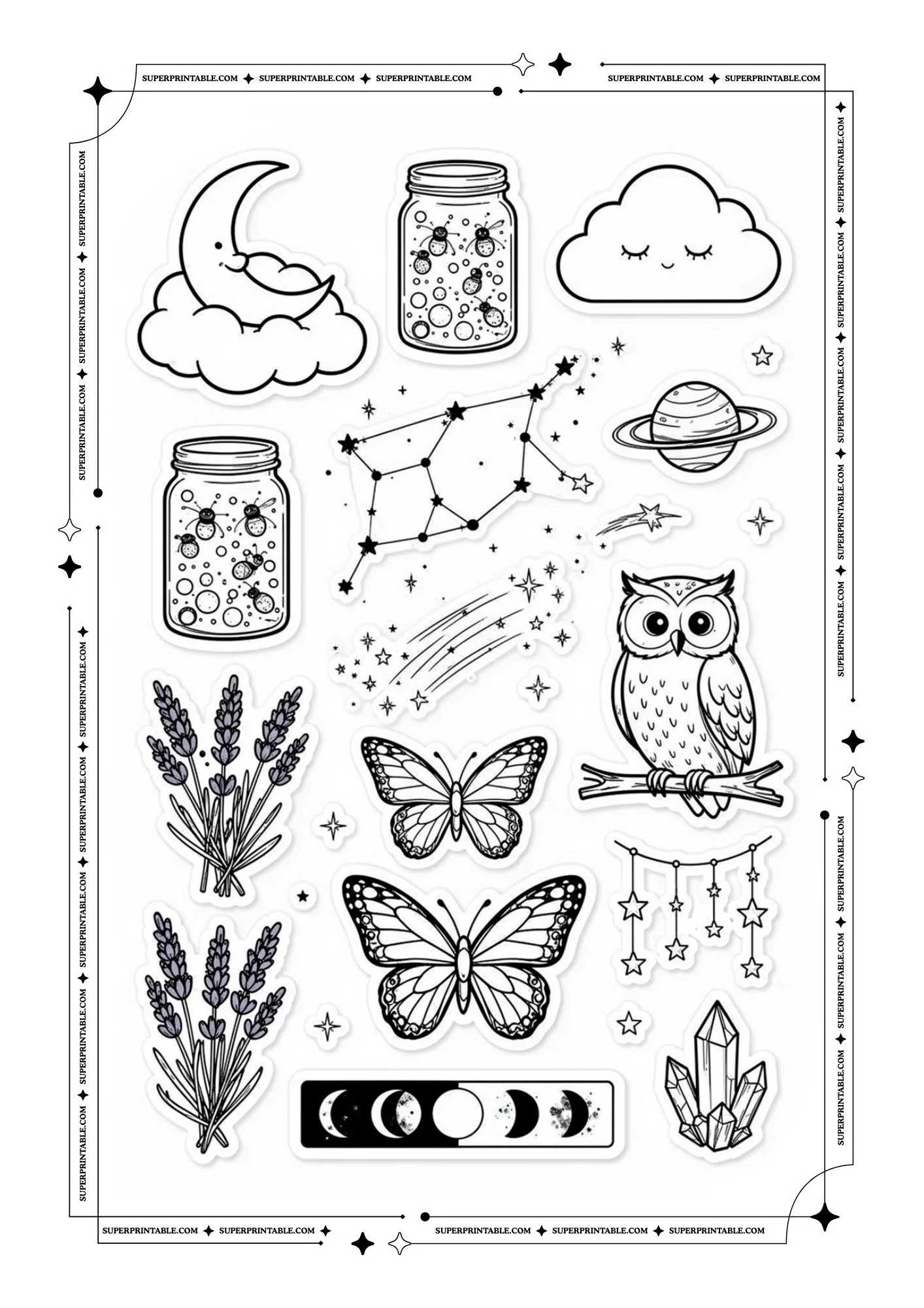 Journal Stickers Coloring Pages 1