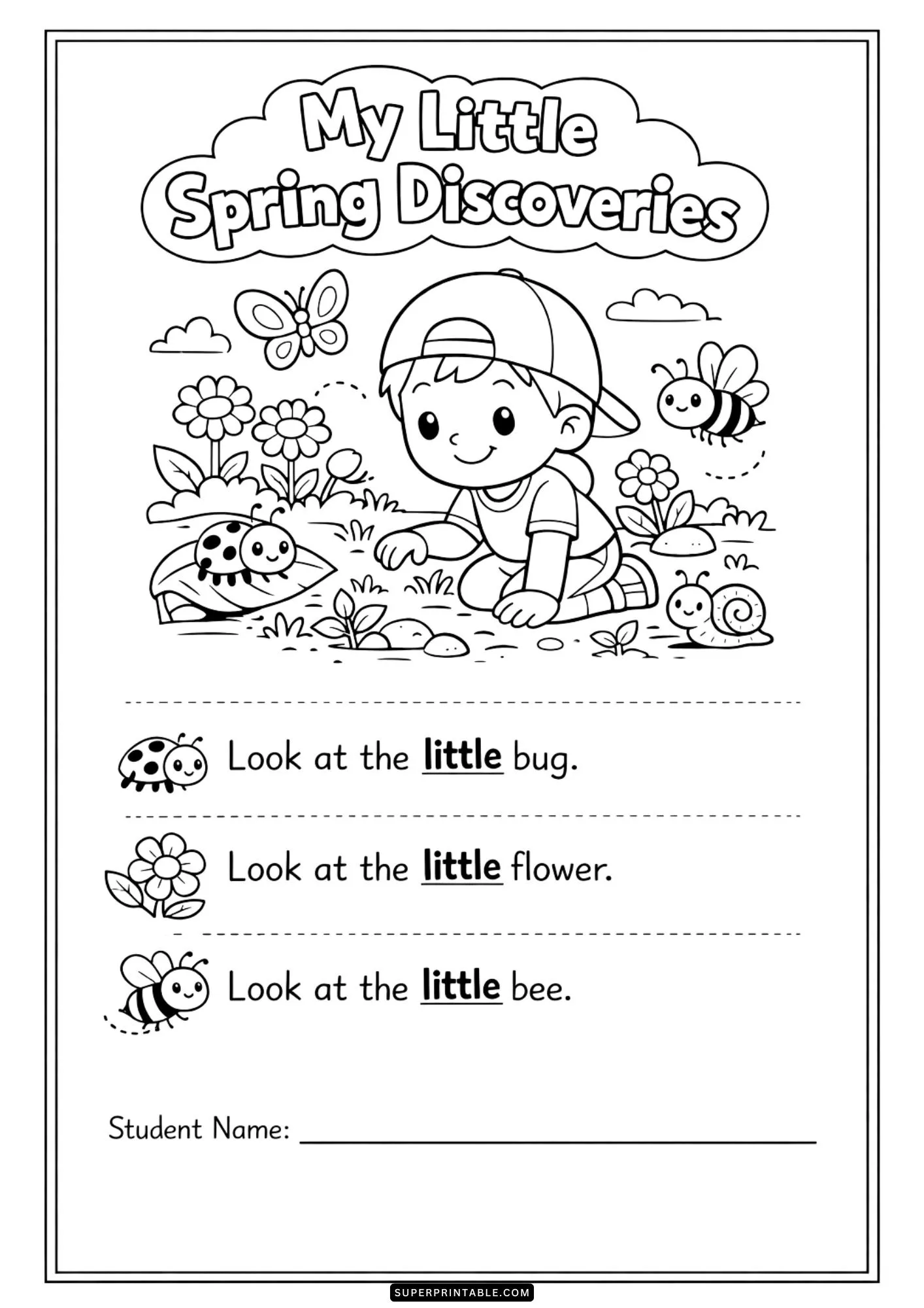 Kindergarten Spring Reading Toolkit Coloring 1