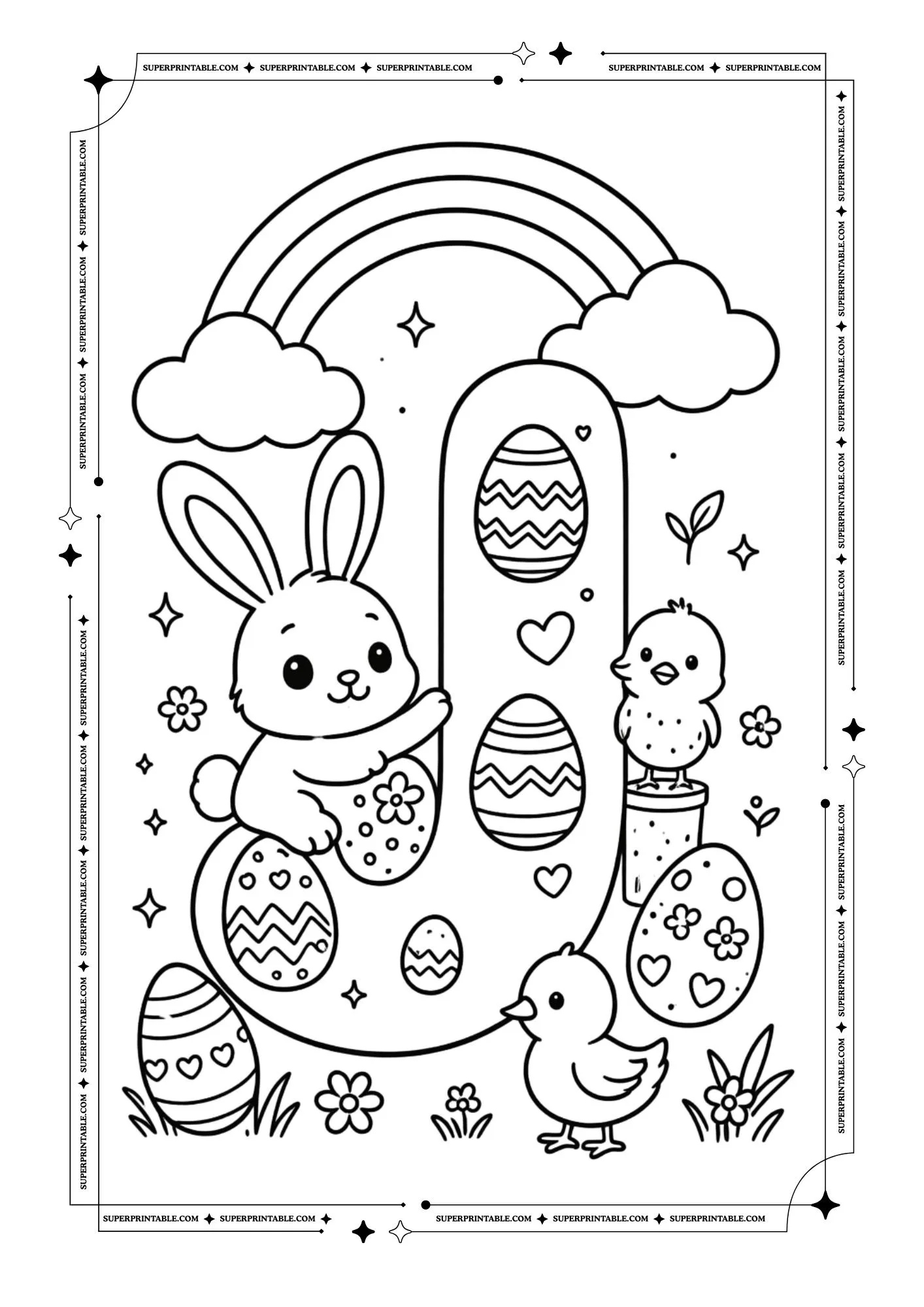 Magical Easter Alphabet Coloring Page 10