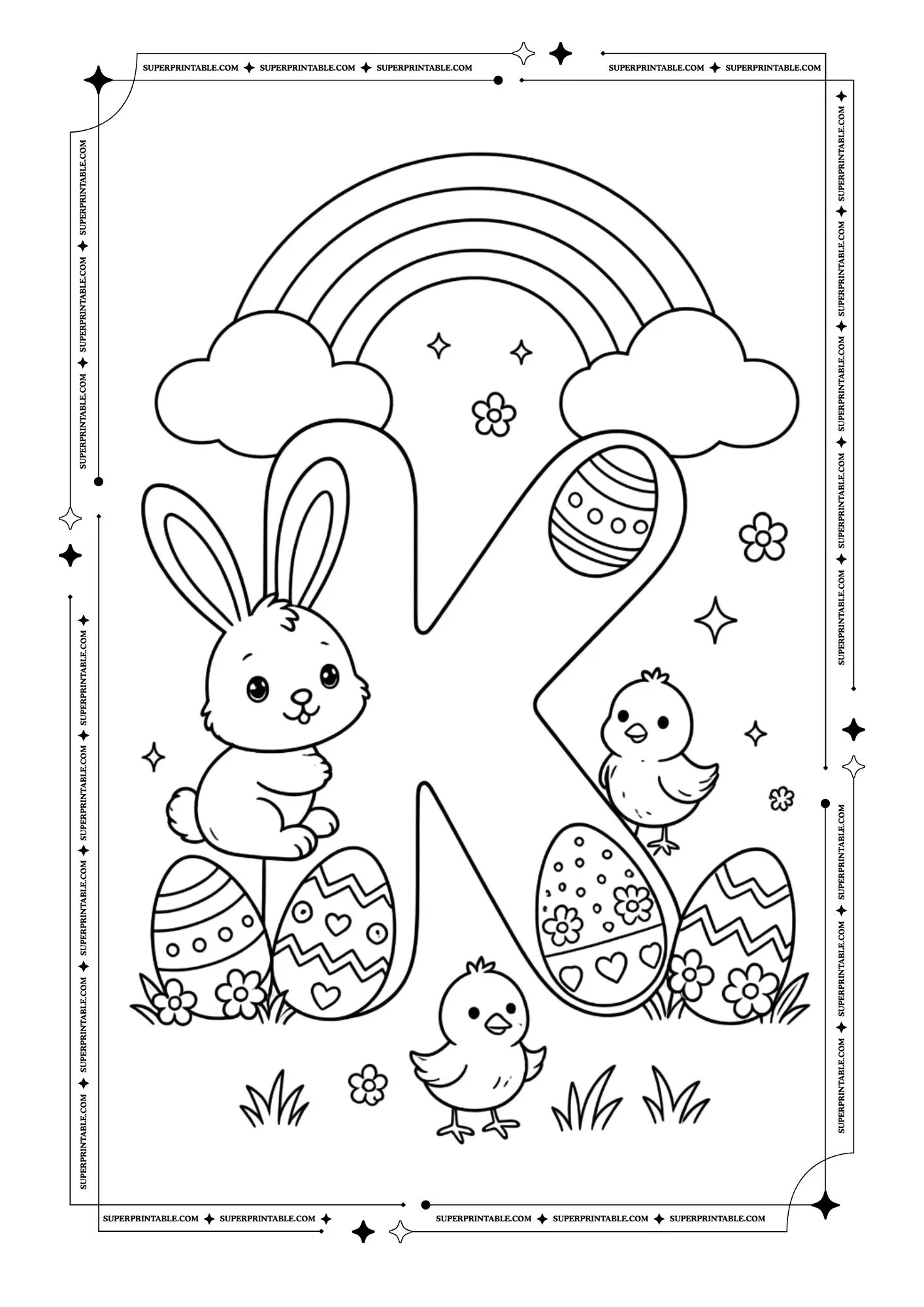 Magical Easter Alphabet Coloring Page 11