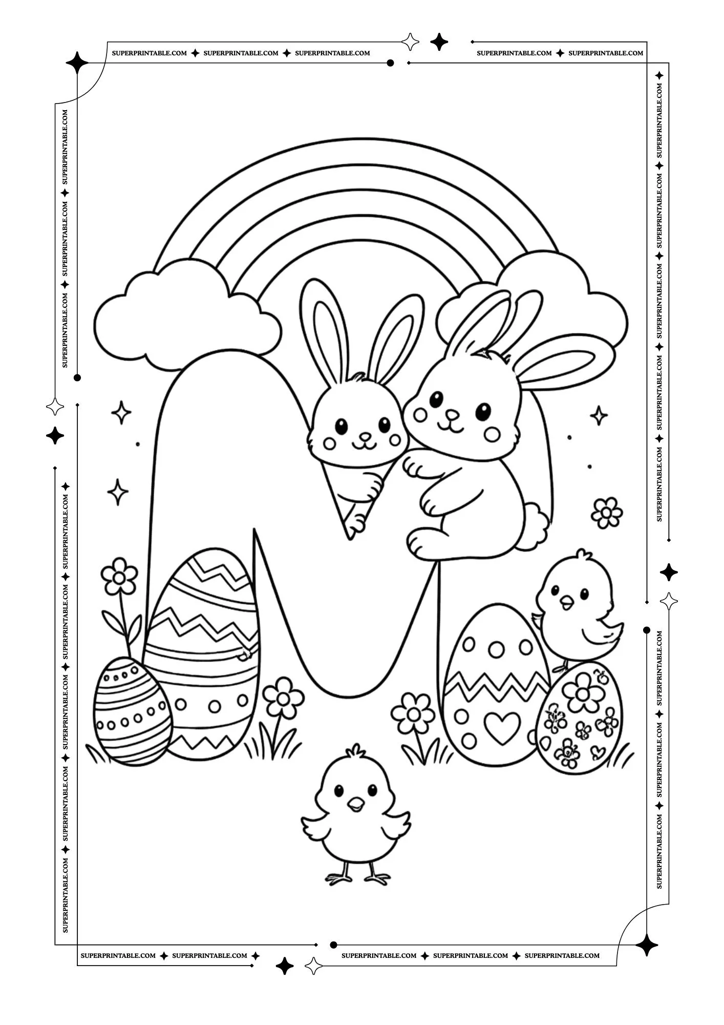Magical Easter Alphabet Coloring Page 13