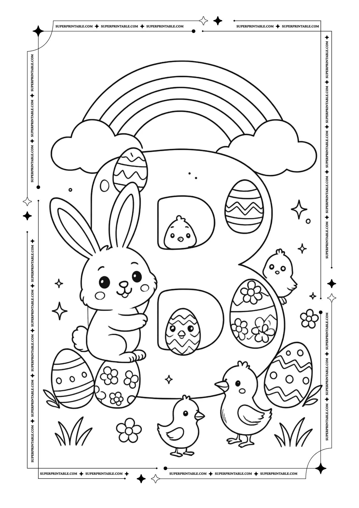 Magical Easter Alphabet Coloring Page 2