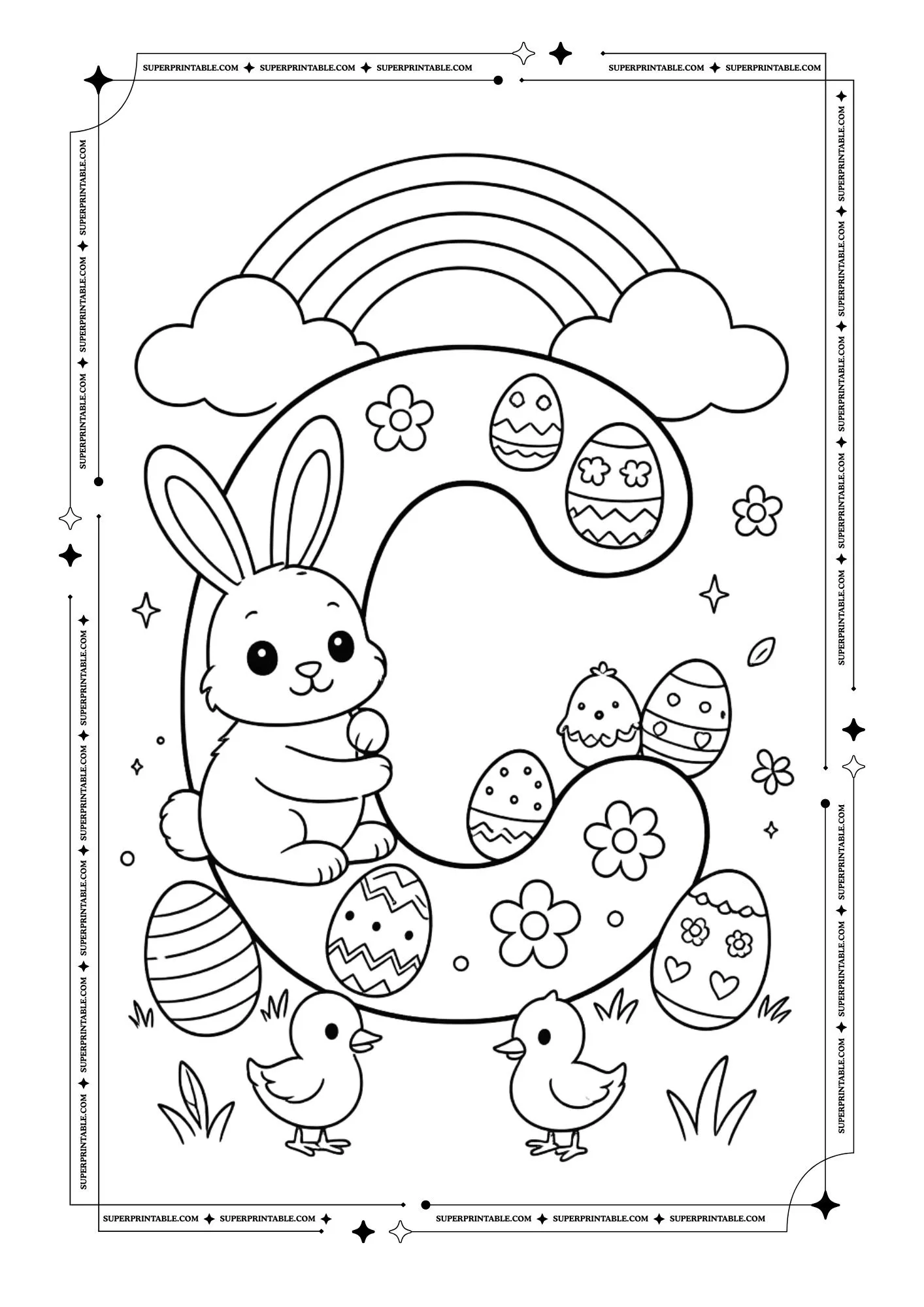 Magical Easter Alphabet Coloring Page 3