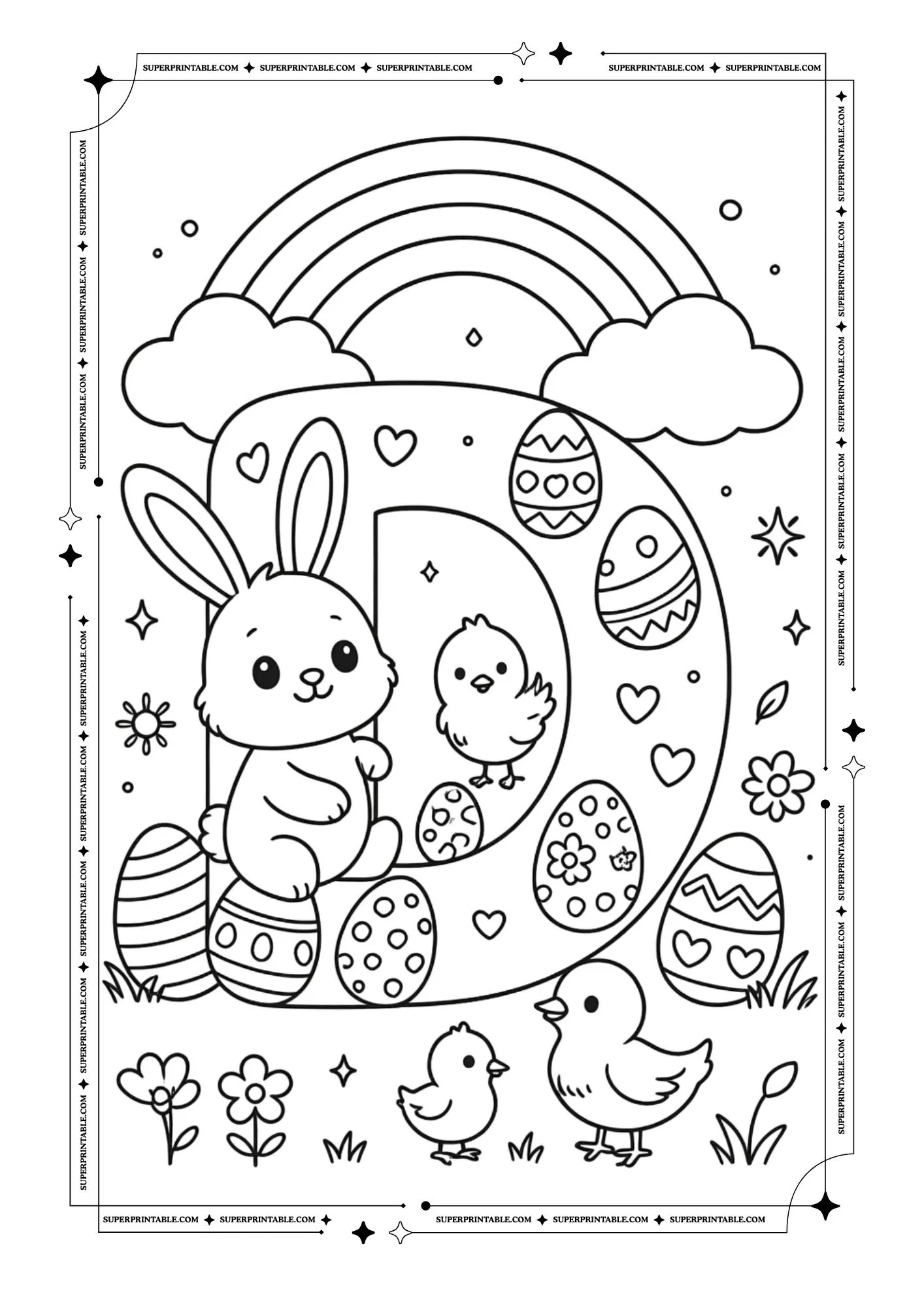 Magical Easter Alphabet Coloring Page 4
