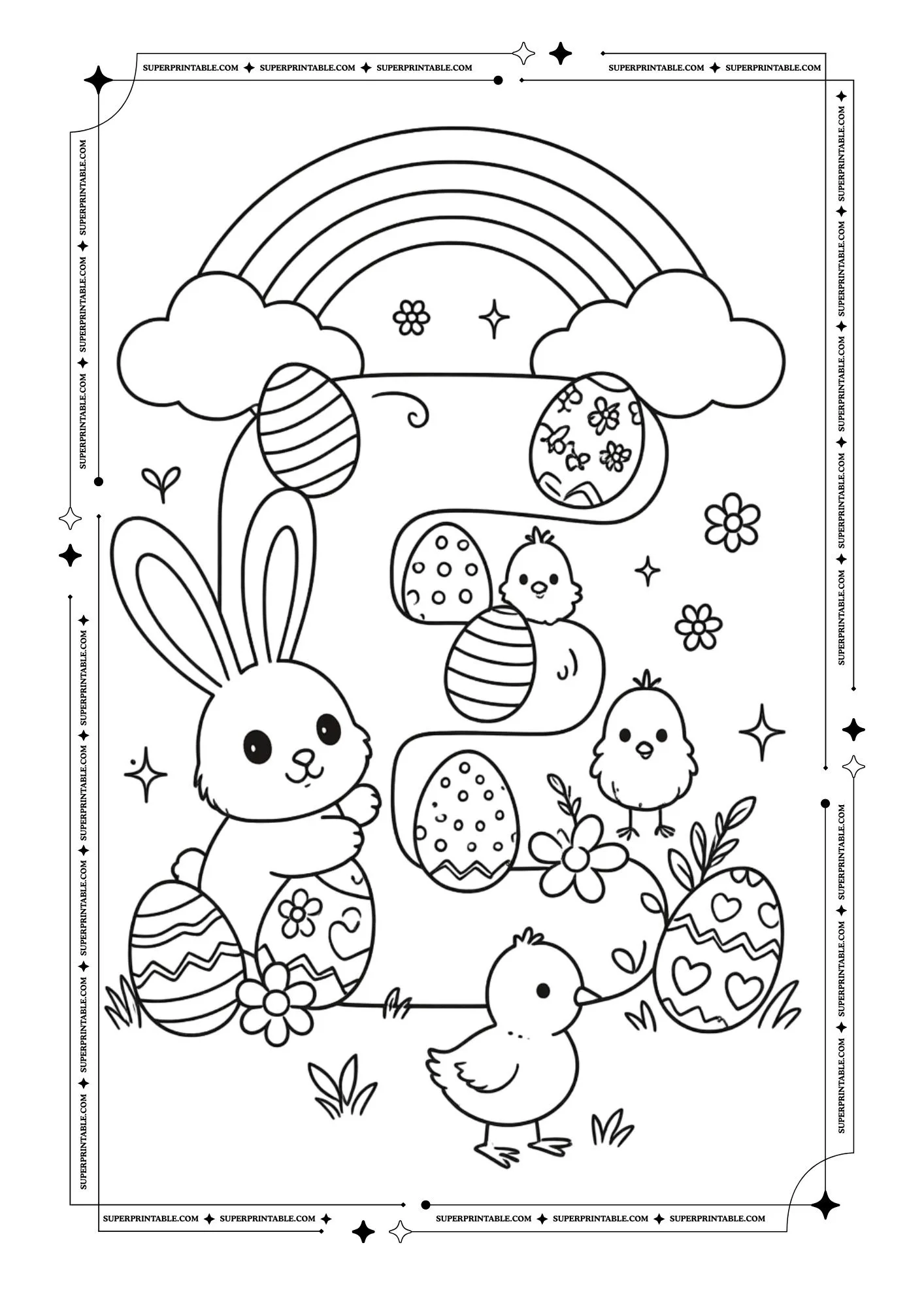 Magical Easter Alphabet Coloring Page 5