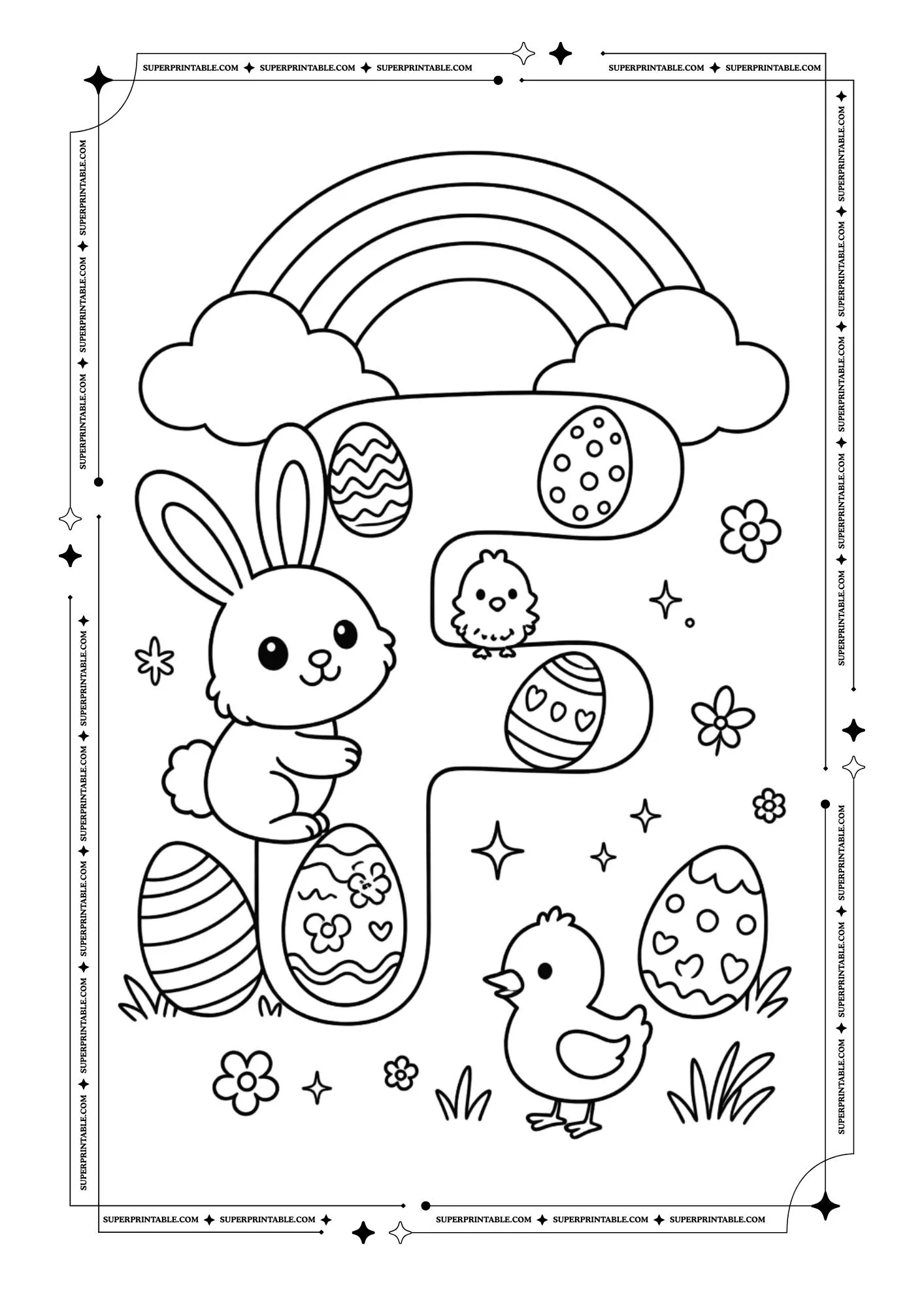 Magical Easter Alphabet Coloring Page 6