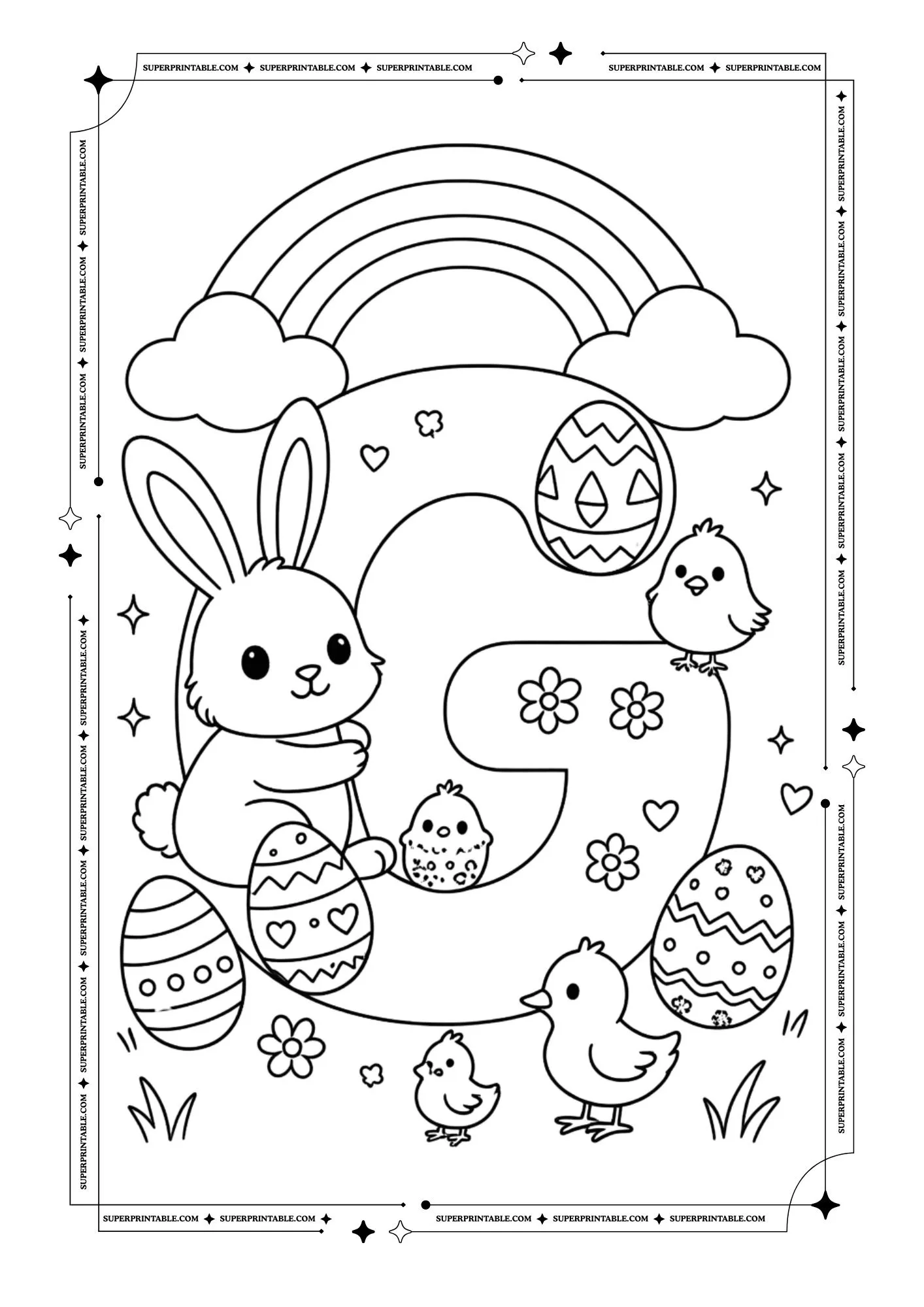 Magical Easter Alphabet Coloring Page 7