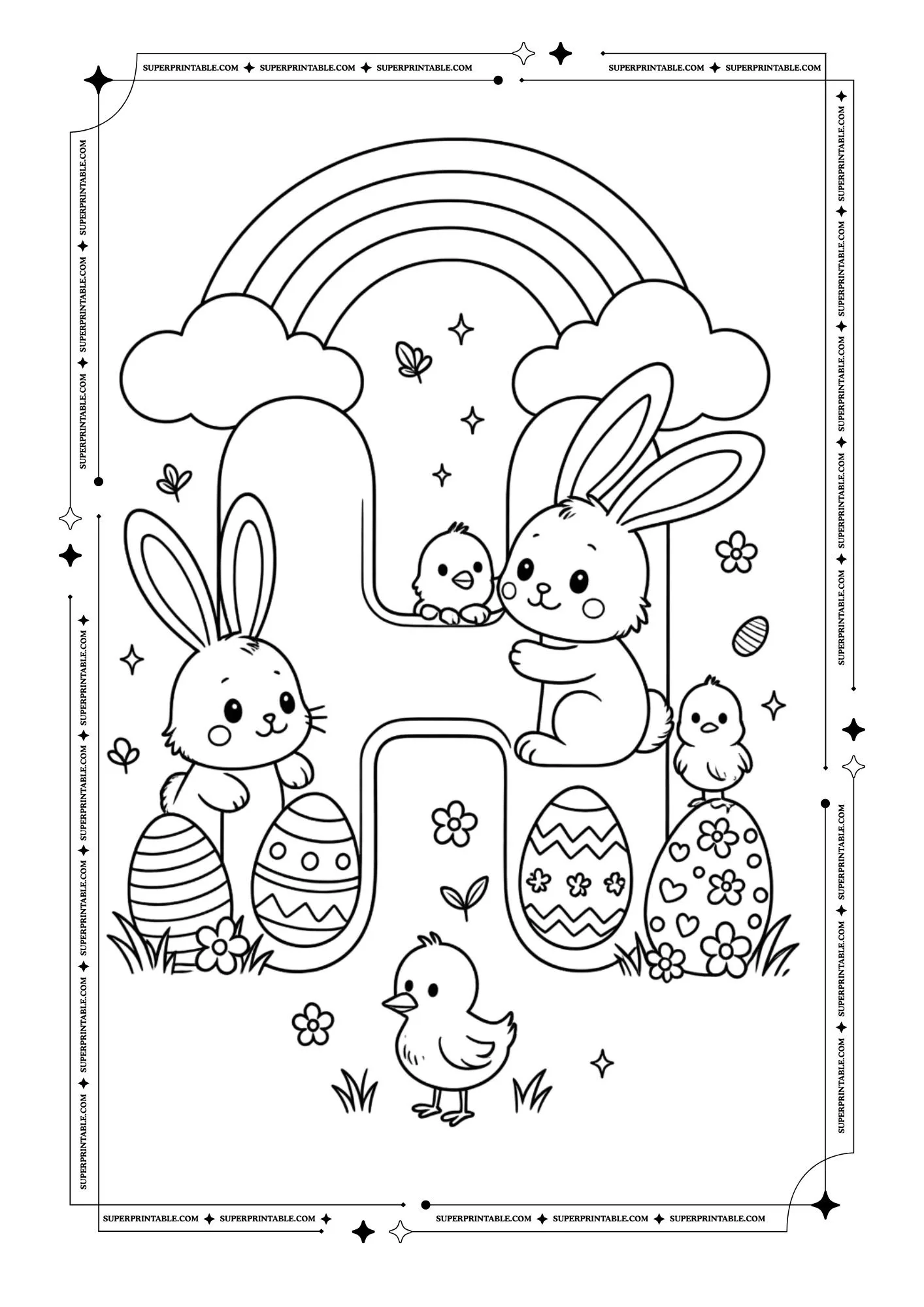 Magical Easter Alphabet Coloring Page 8