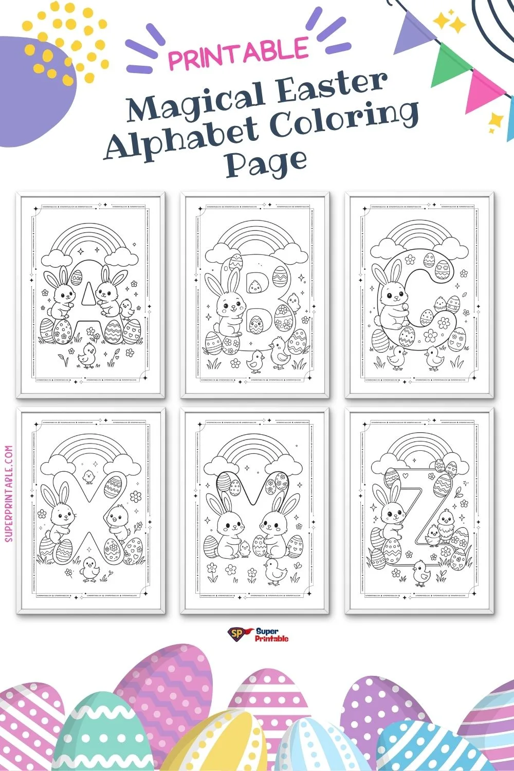 Magical Easter Alphabet Coloring Page Pinterest Image