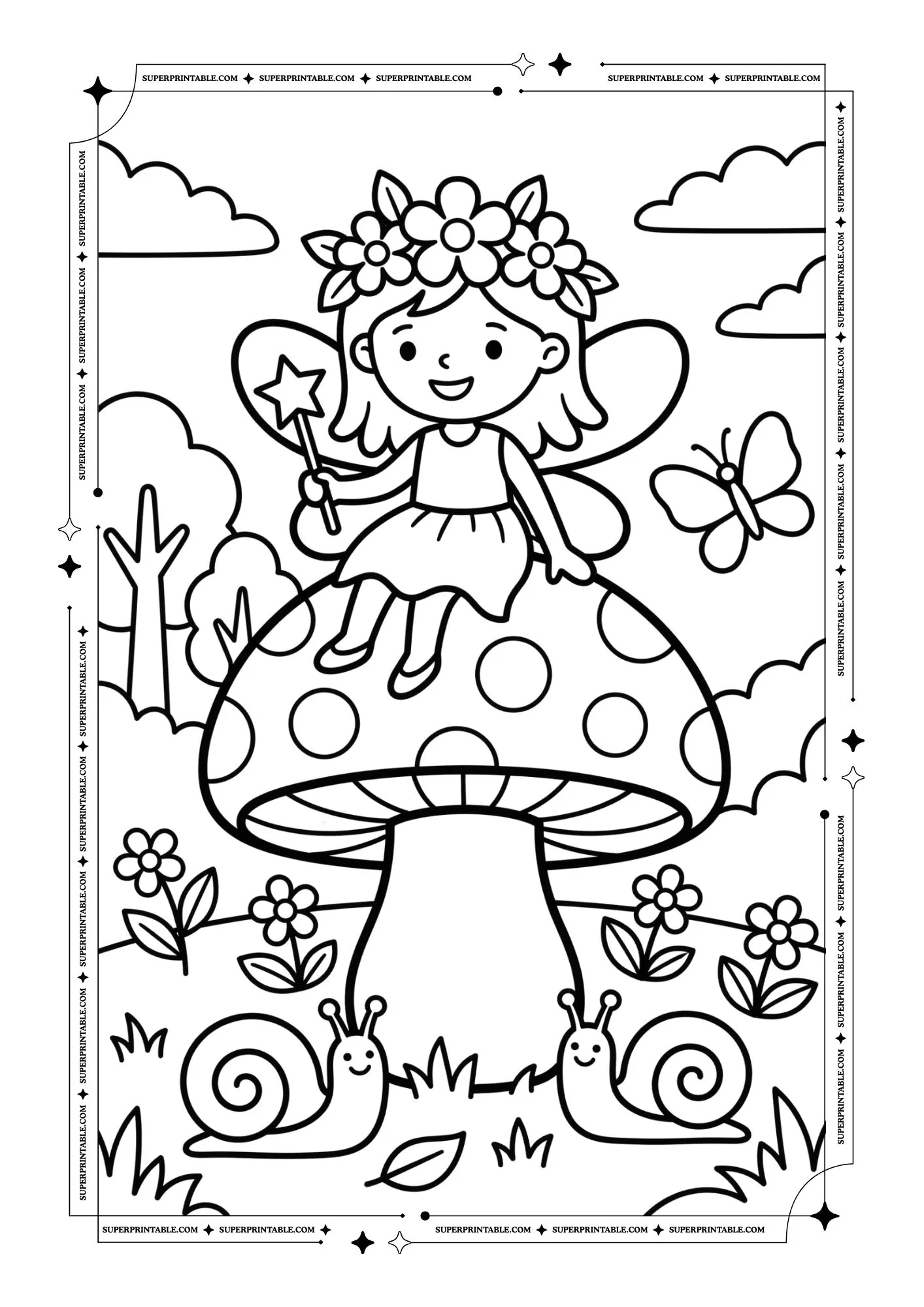 Magical Fairy Coloring Pages for Kids 1