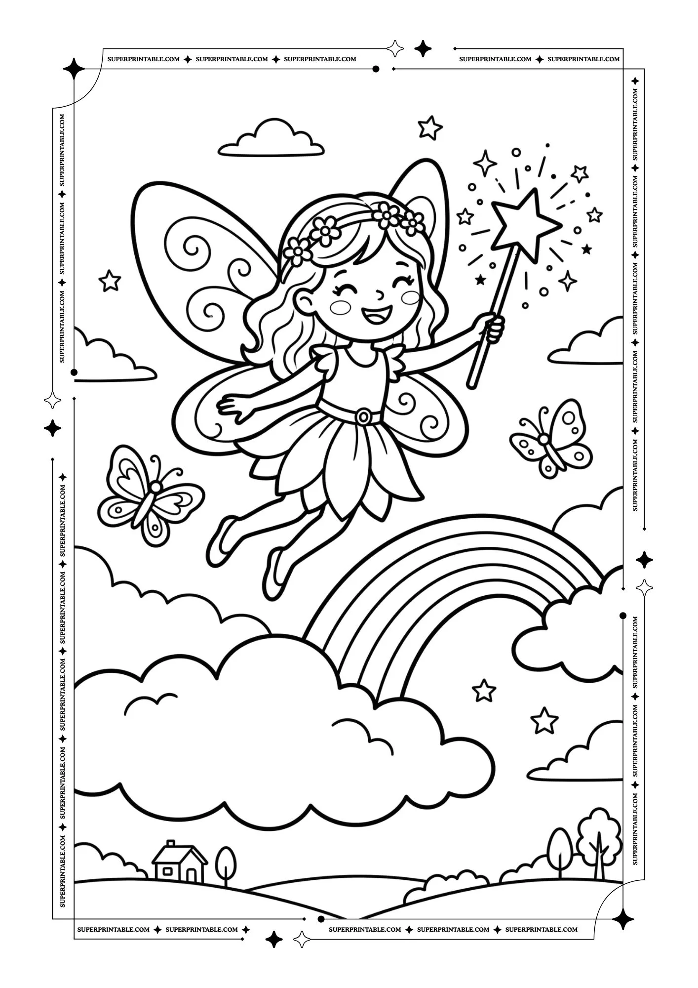 Magical Fairy Coloring Pages for Kids 3