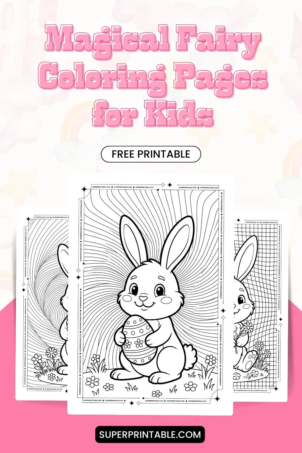 Magical Fairy Coloring Pages for Kids Printable Pinterest Image