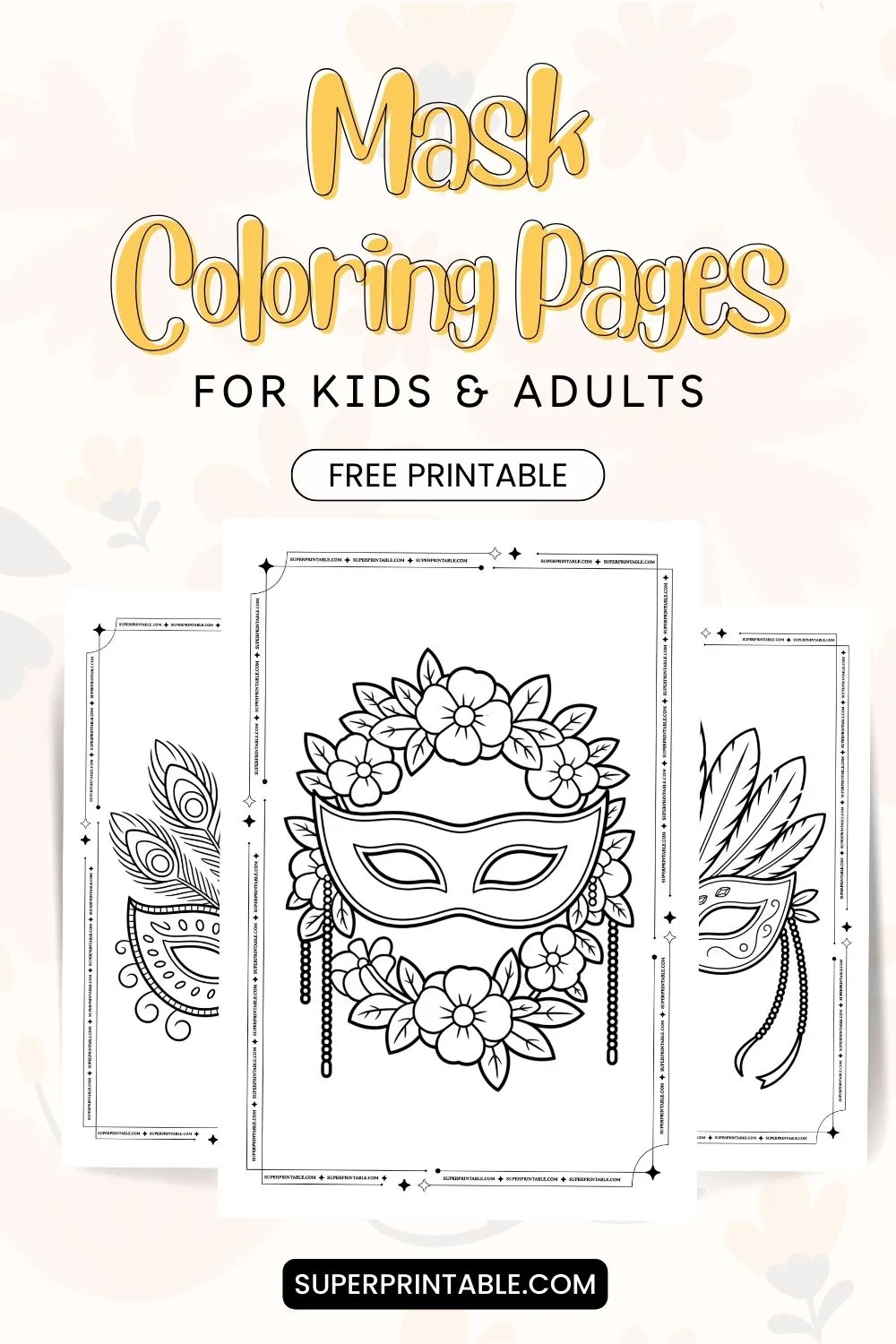 Mask Coloring Pages Pinterest Image