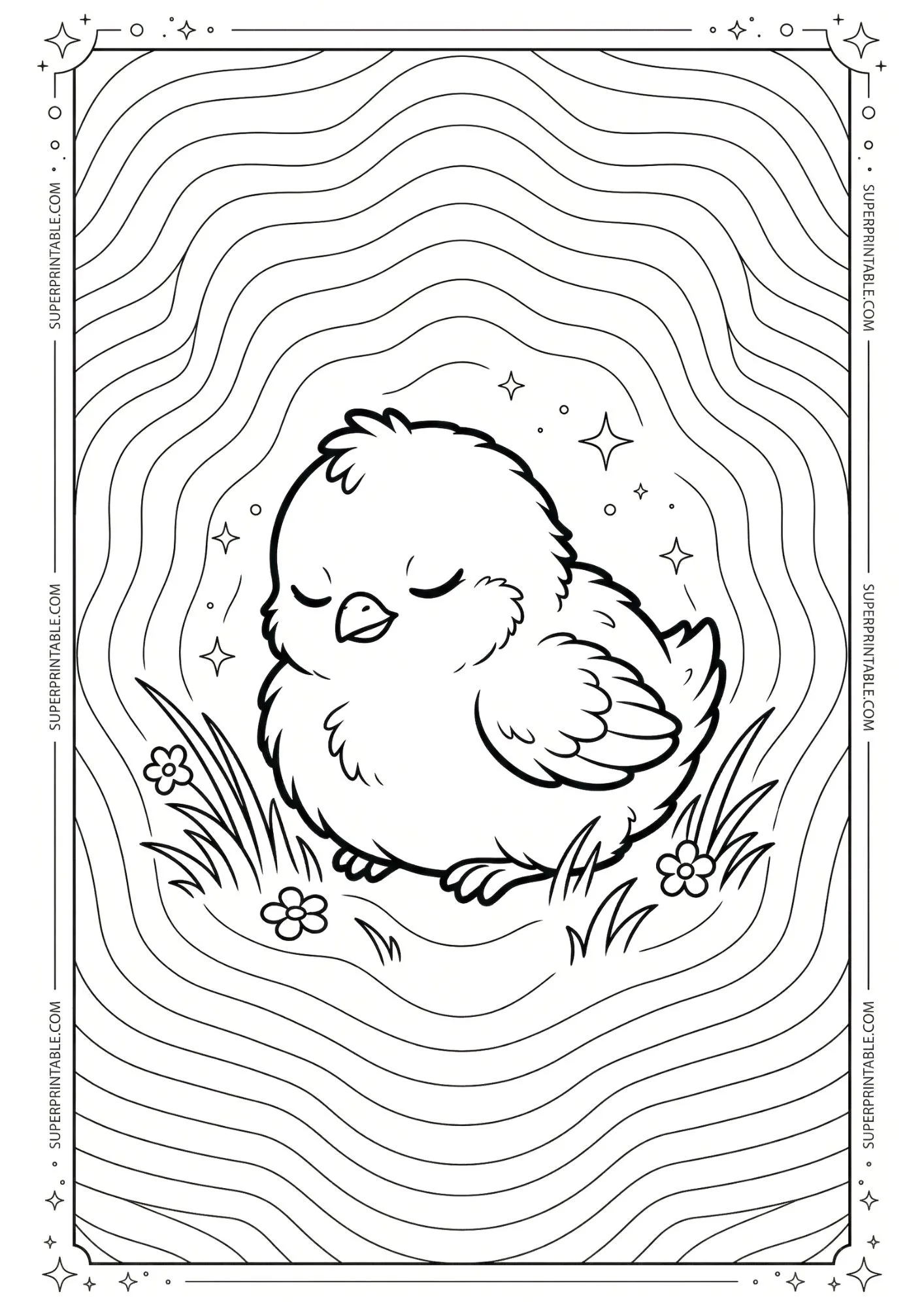 Optical Illusion Easter Chick Coloring Pages 1