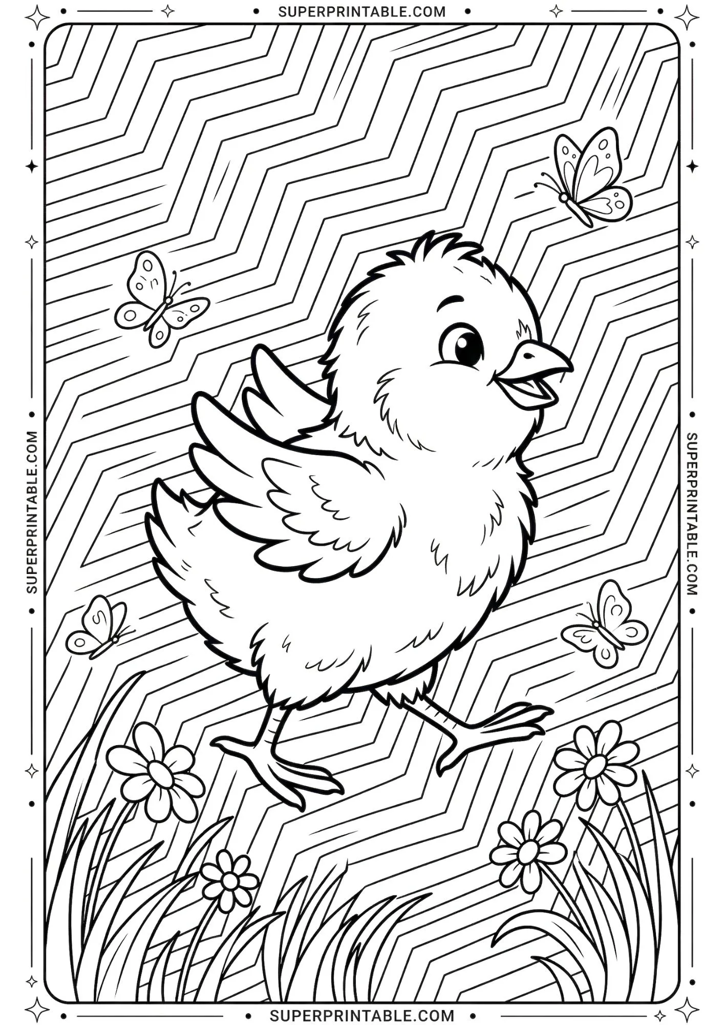 Optical Illusion Easter Chick Coloring Pages 2