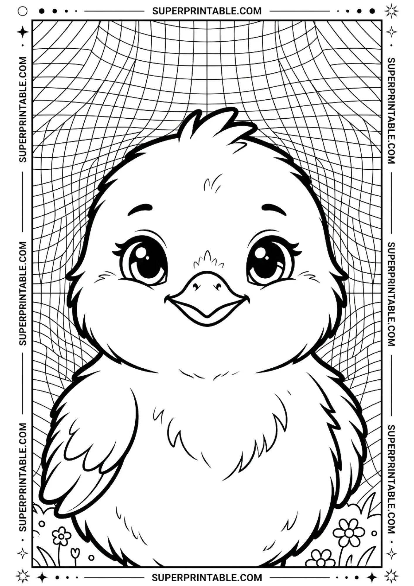 Optical Illusion Easter Chick Coloring Pages 3