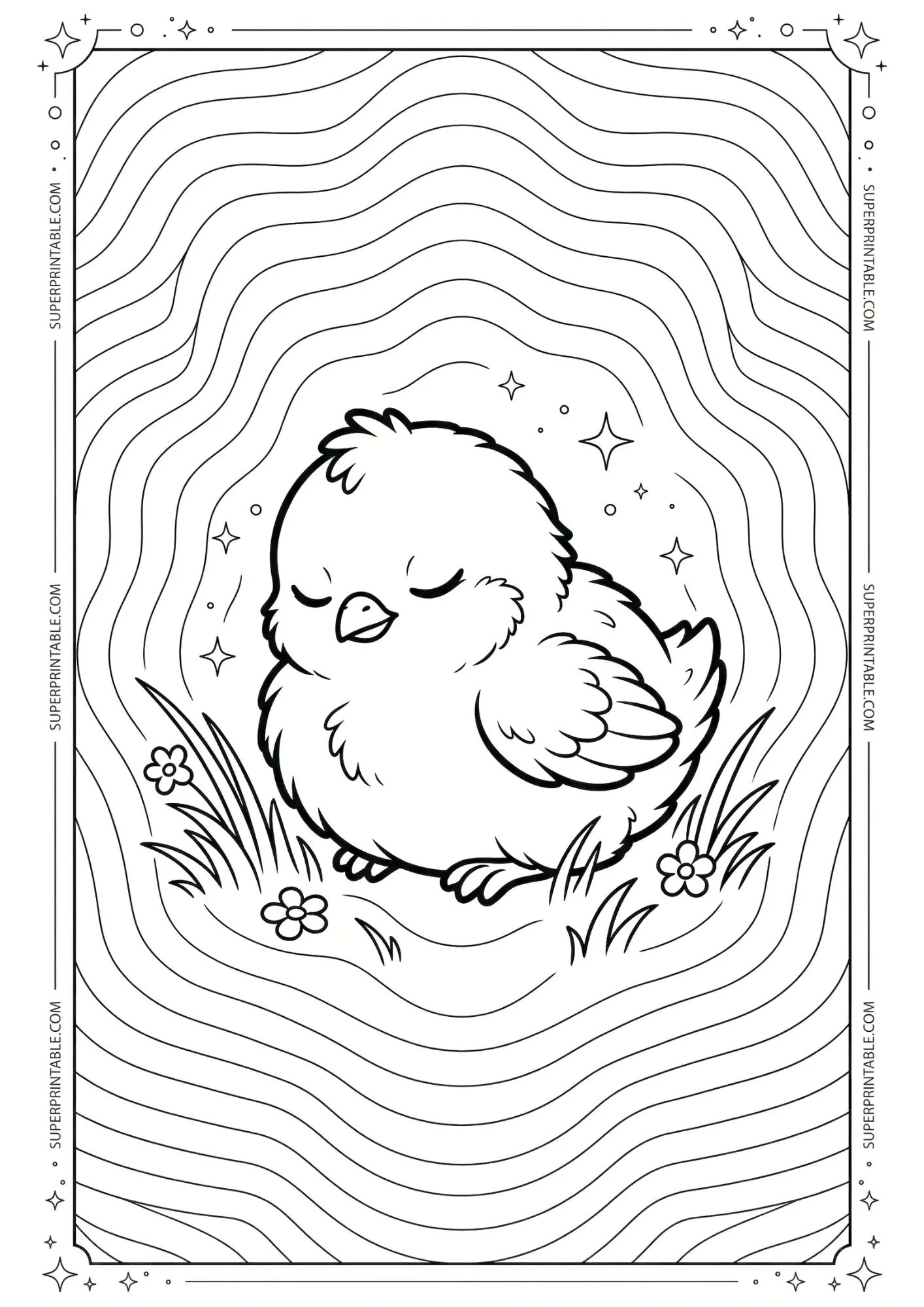 Optical Illusion Easter Chick Coloring Pages 4