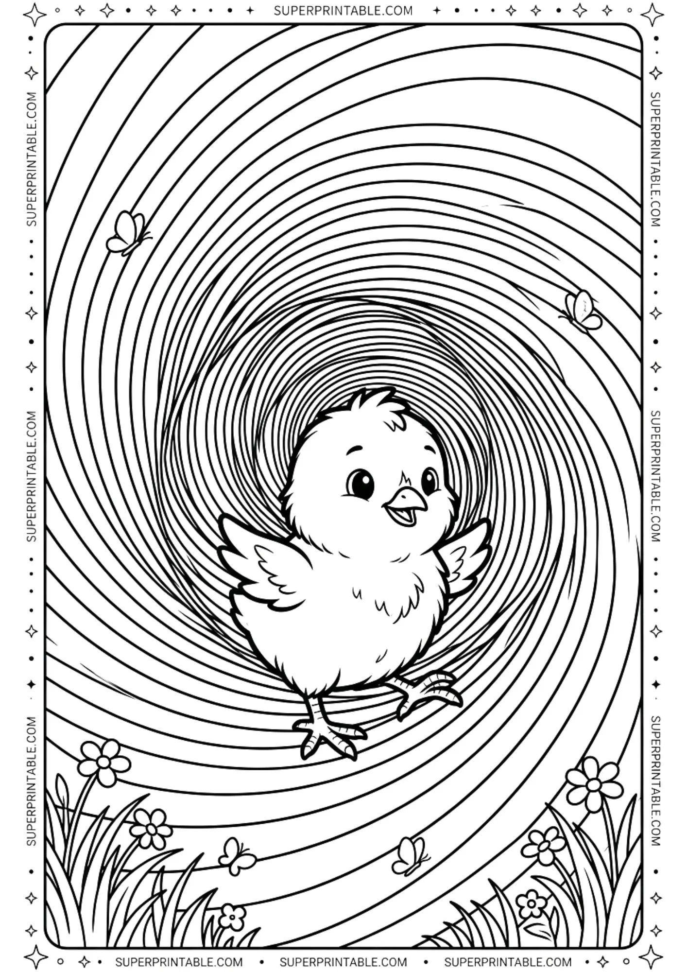 Optical Illusion Easter Chick Coloring Pages 5