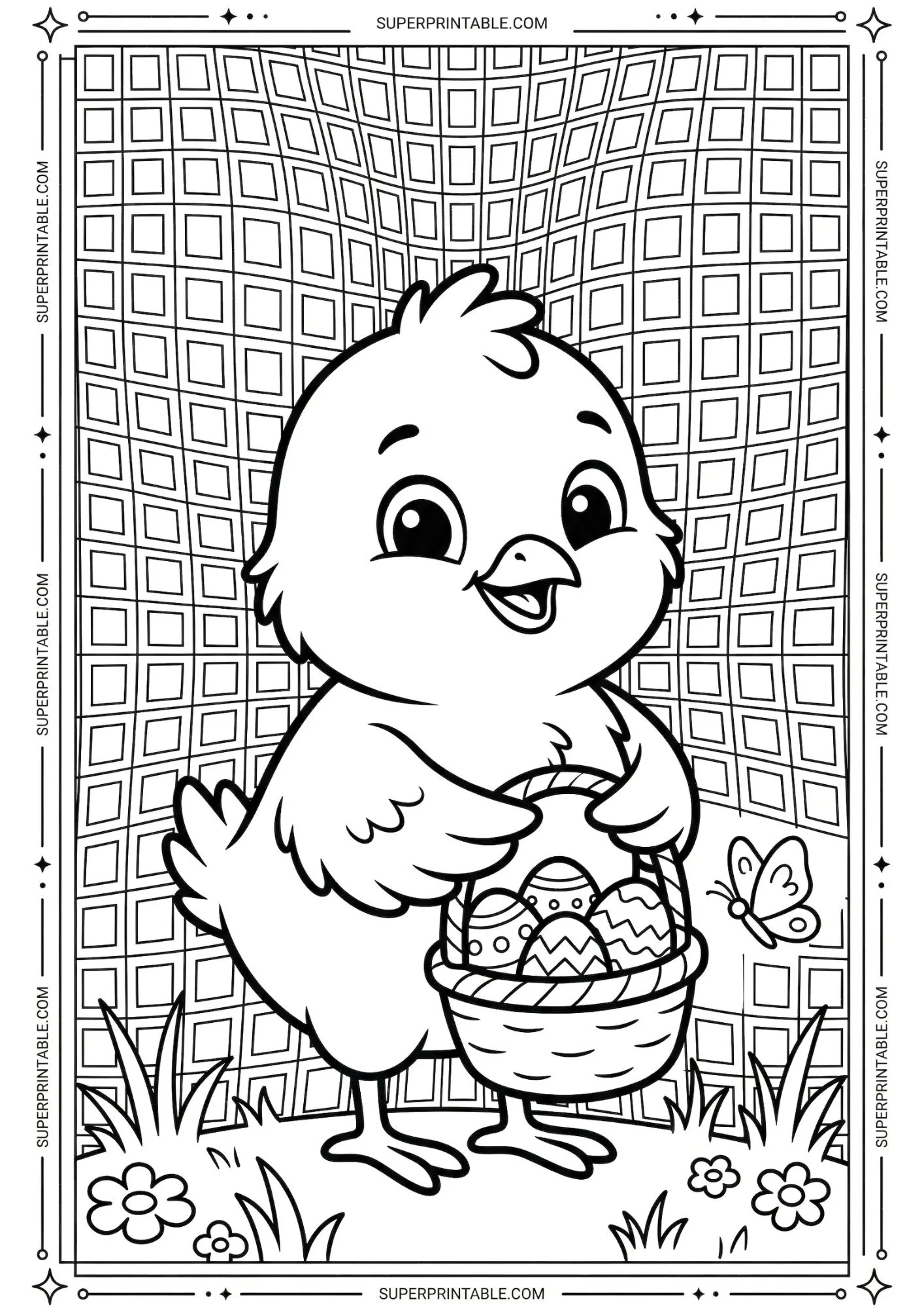 Optical Illusion Easter Chick Coloring Pages 6