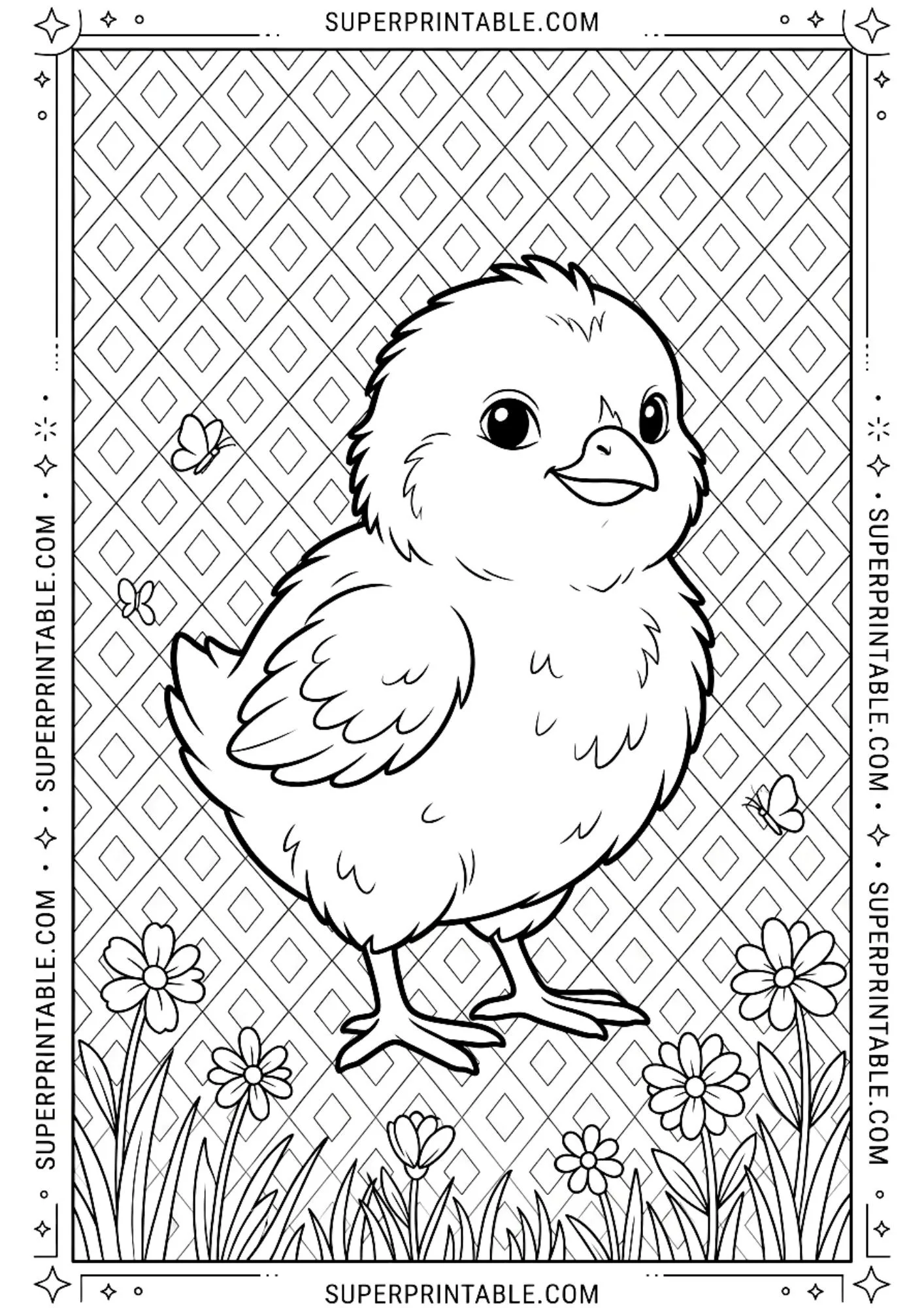 Optical Illusion Easter Chick Coloring Pages 7