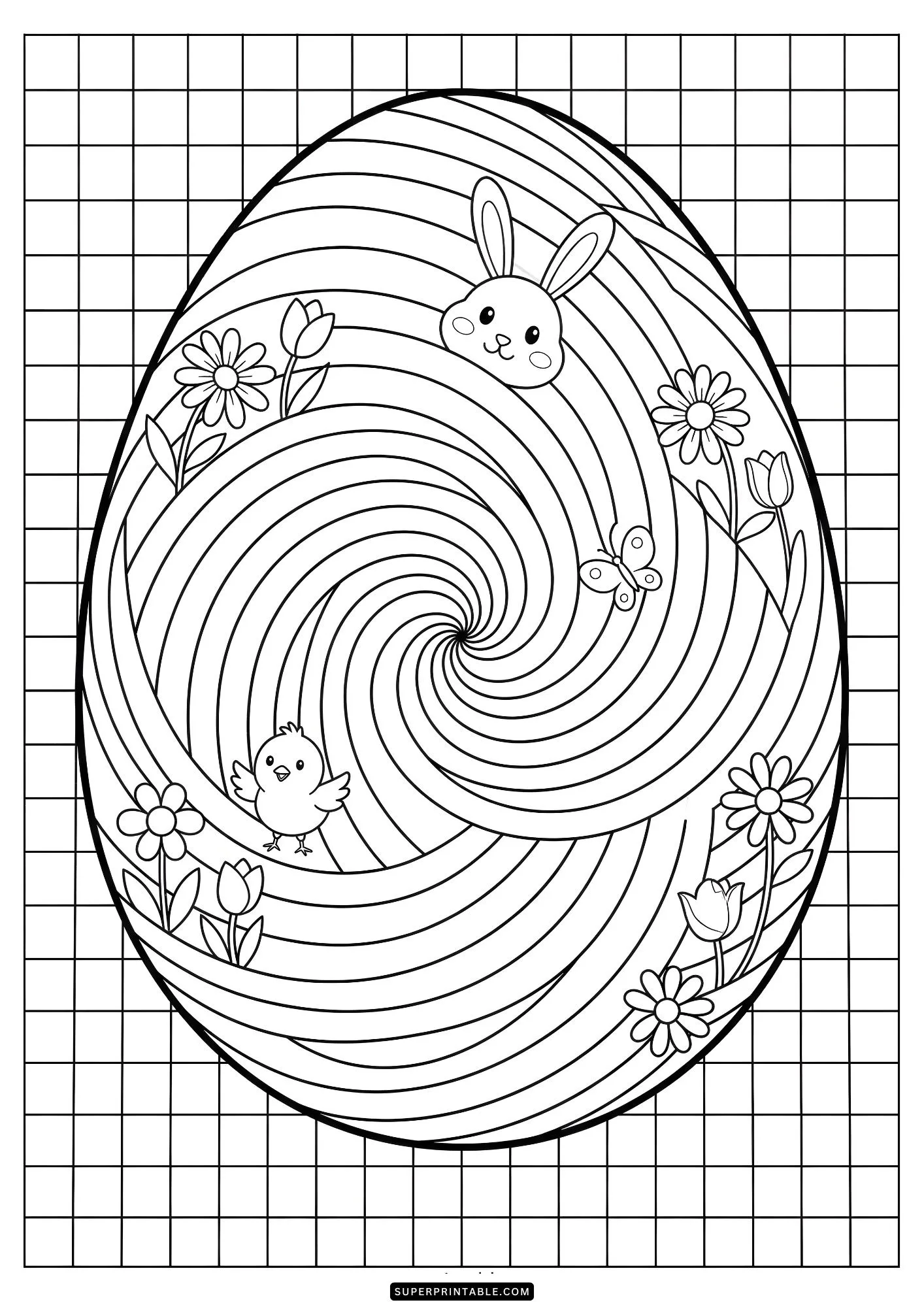Optical Illusion Easter Coloring Pages for Spring 3