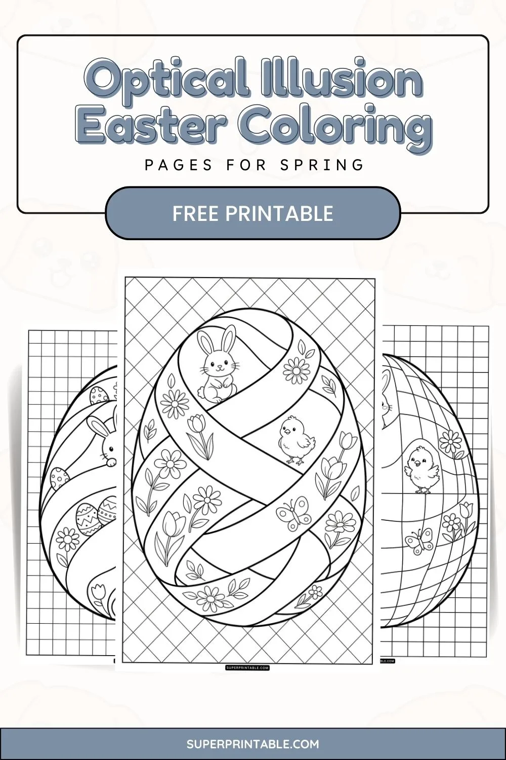 Optical Illusion Easter Coloring Pages for Spring Pinterest Image