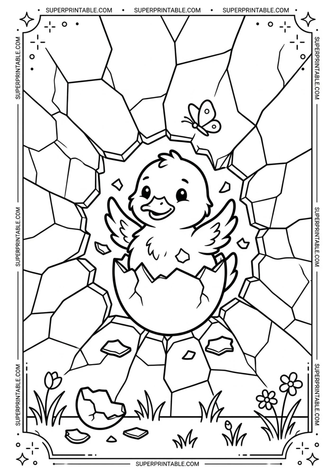 Optical Illusion Easter Duckling Coloring Pages 1