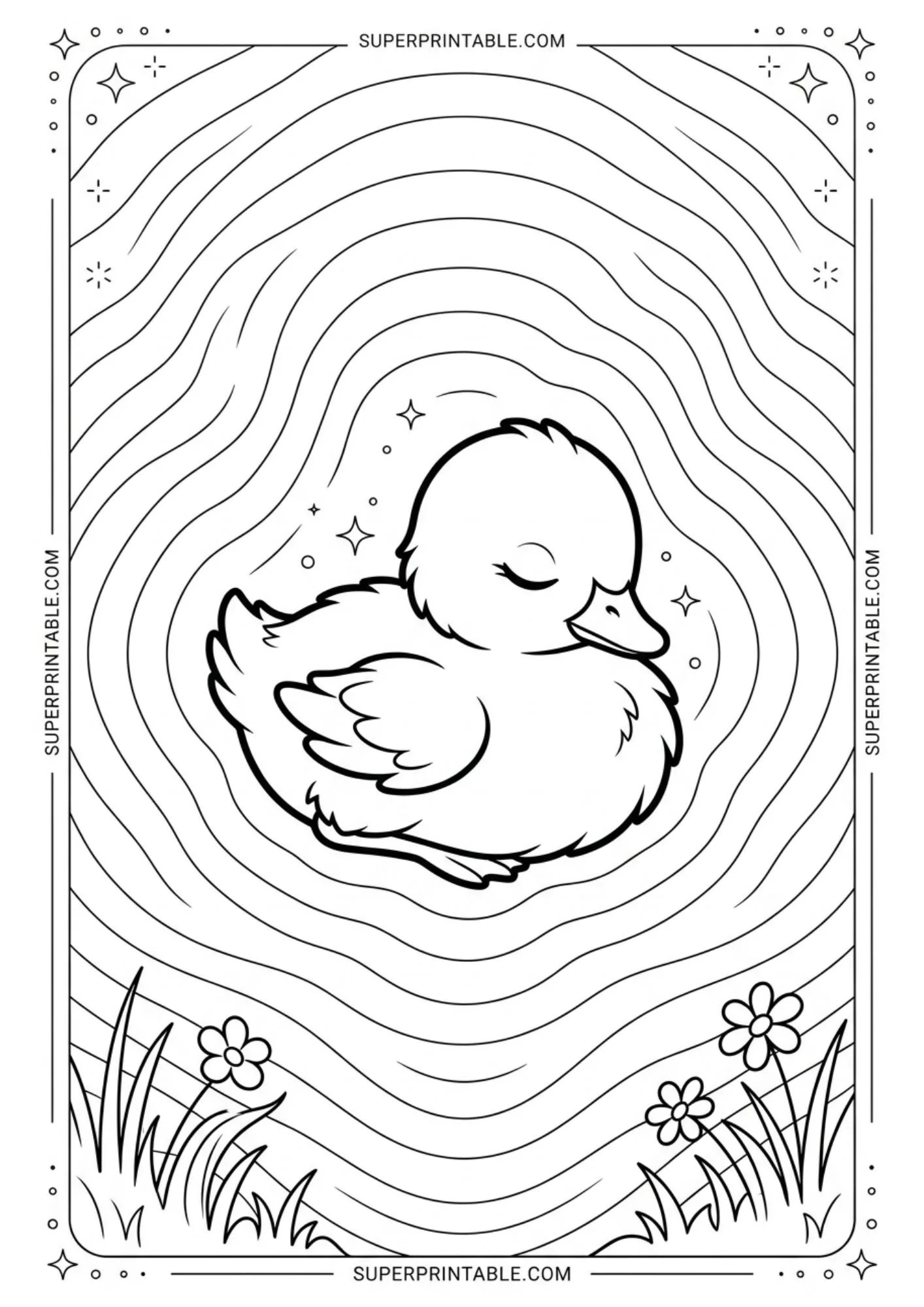 Optical Illusion Easter Duckling Coloring Pages 3