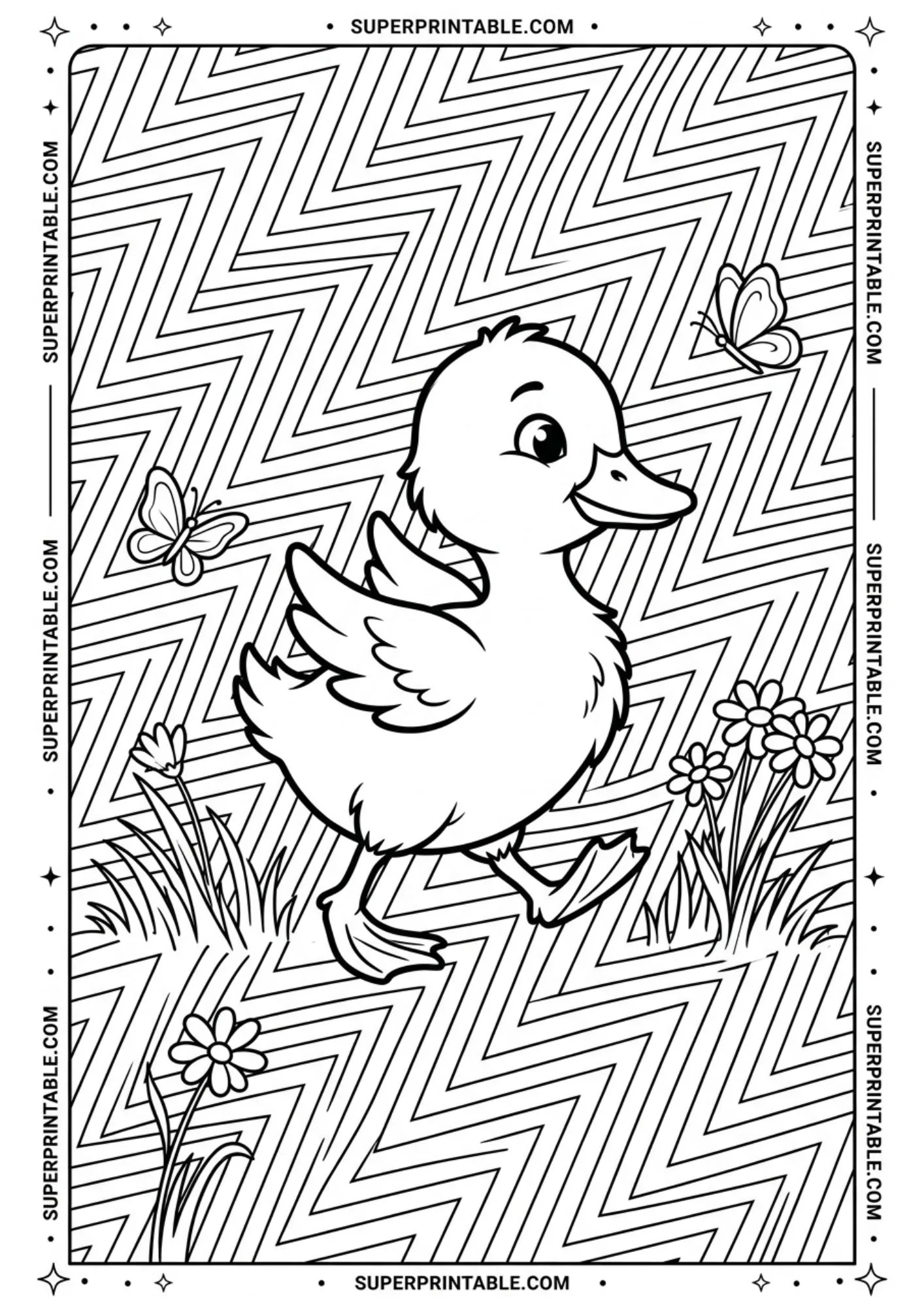 Optical Illusion Easter Duckling Coloring Pages 4