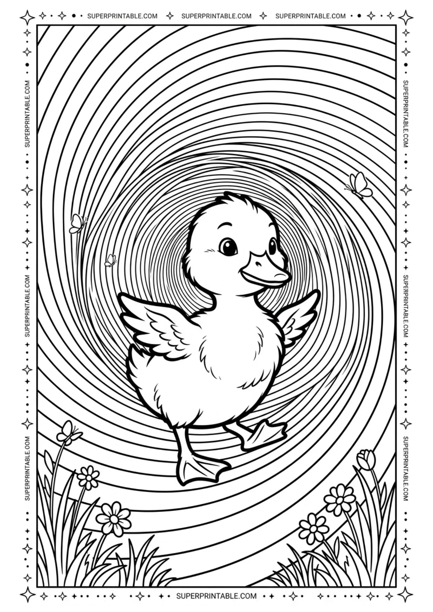 Optical Illusion Easter Duckling Coloring Pages 7