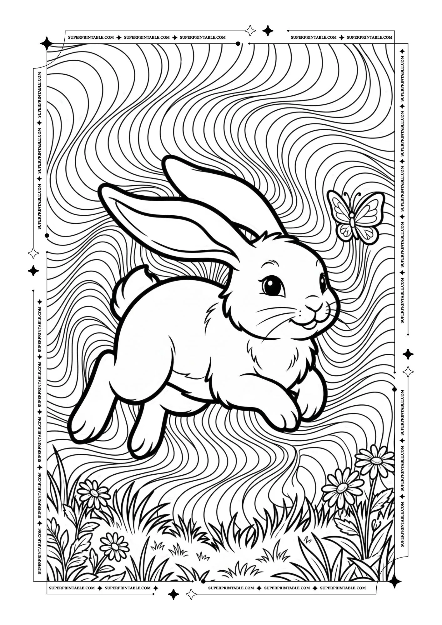 Optical Illusion Rabbit Coloring Pages 2