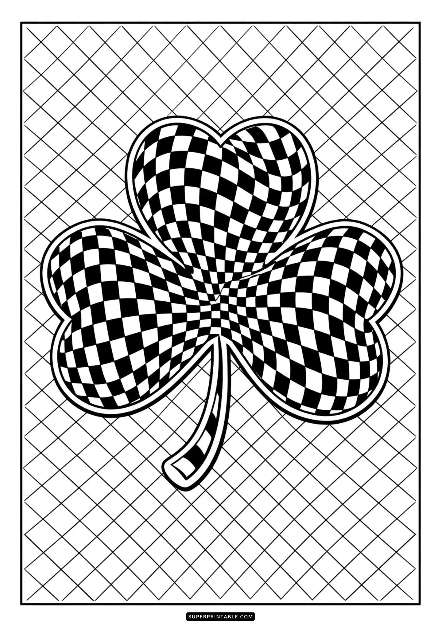 Optical Illusion Shamrock Coloring Pages for St. Patricks Day 1