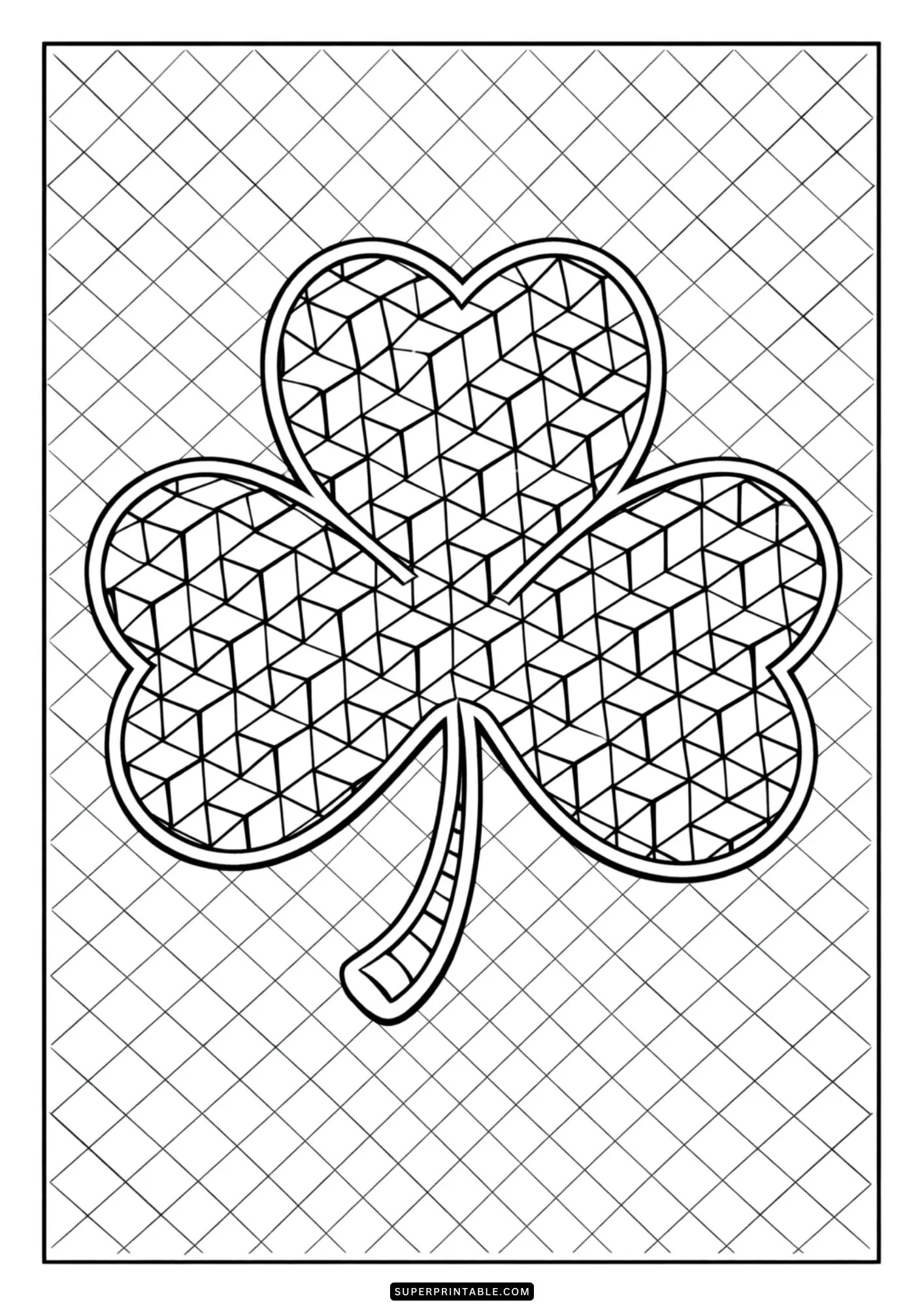 Optical Illusion Shamrock Coloring Pages for St. Patricks Day 2