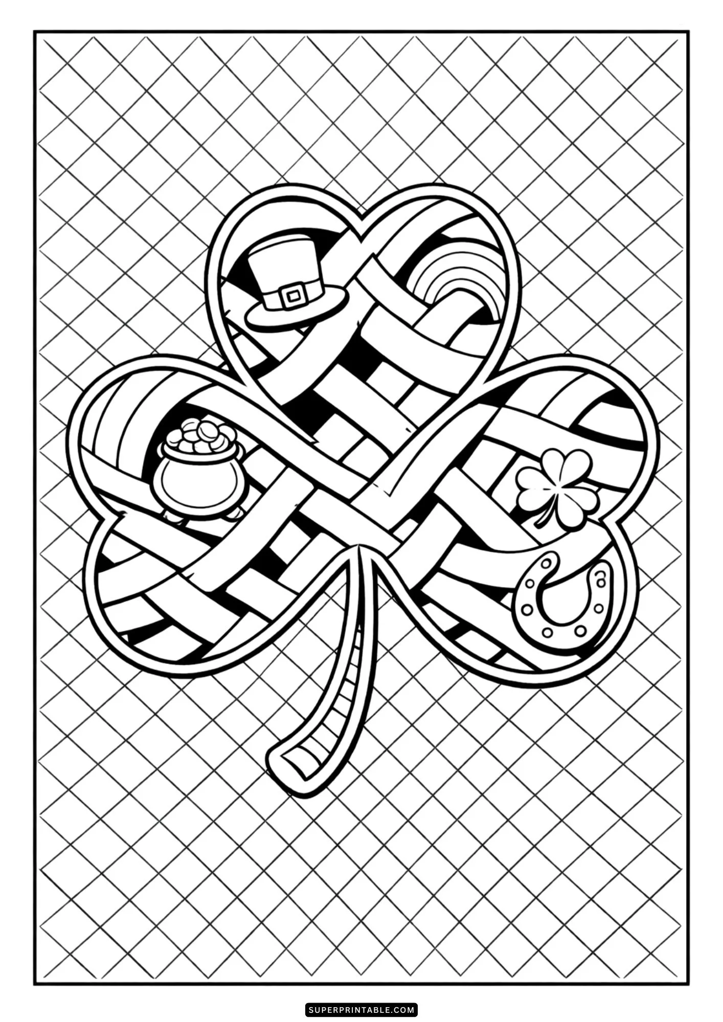 Optical Illusion Shamrock Coloring Pages for St. Patricks Day 3