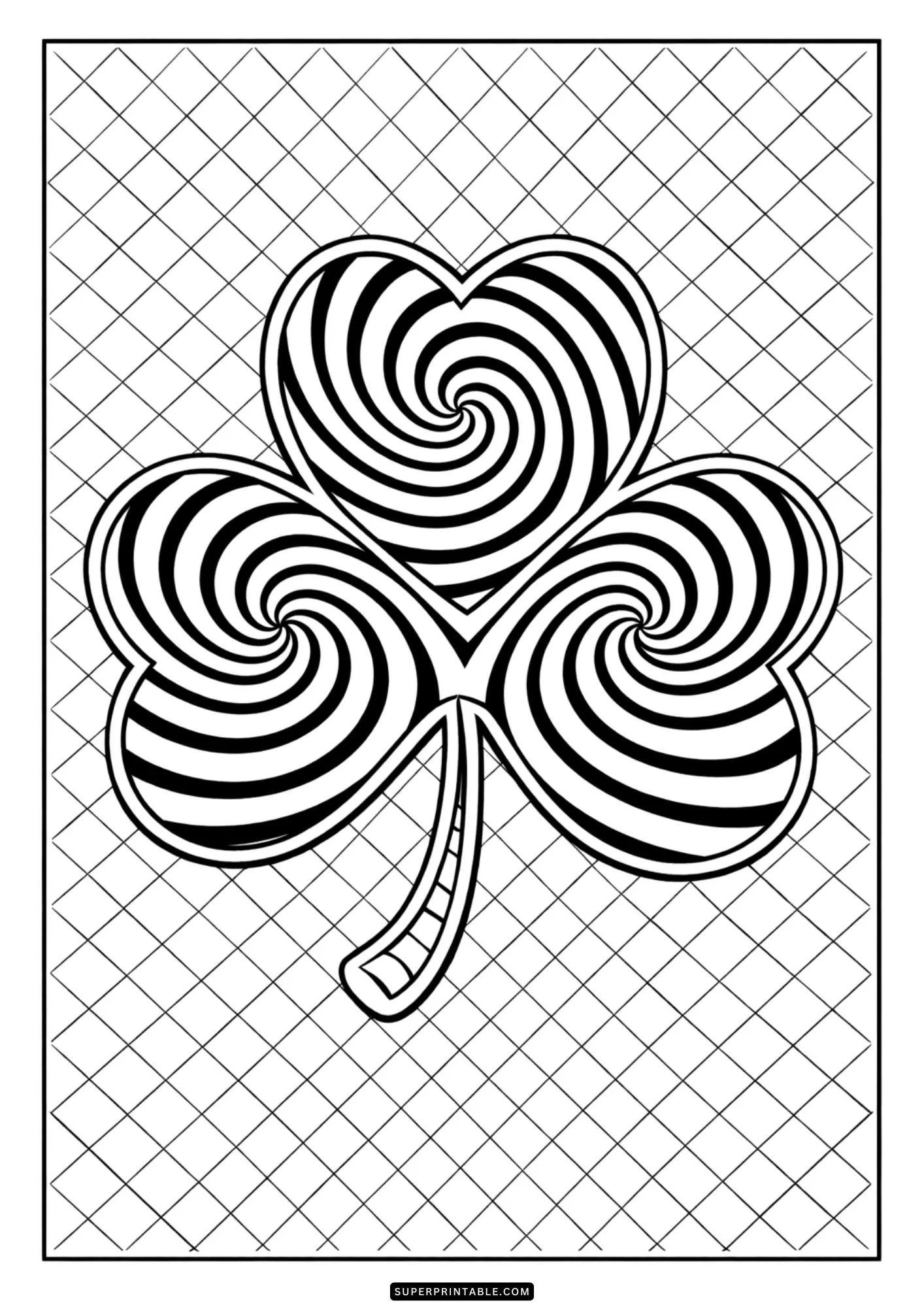 Optical Illusion Shamrock Coloring Pages for St. Patricks Day 6