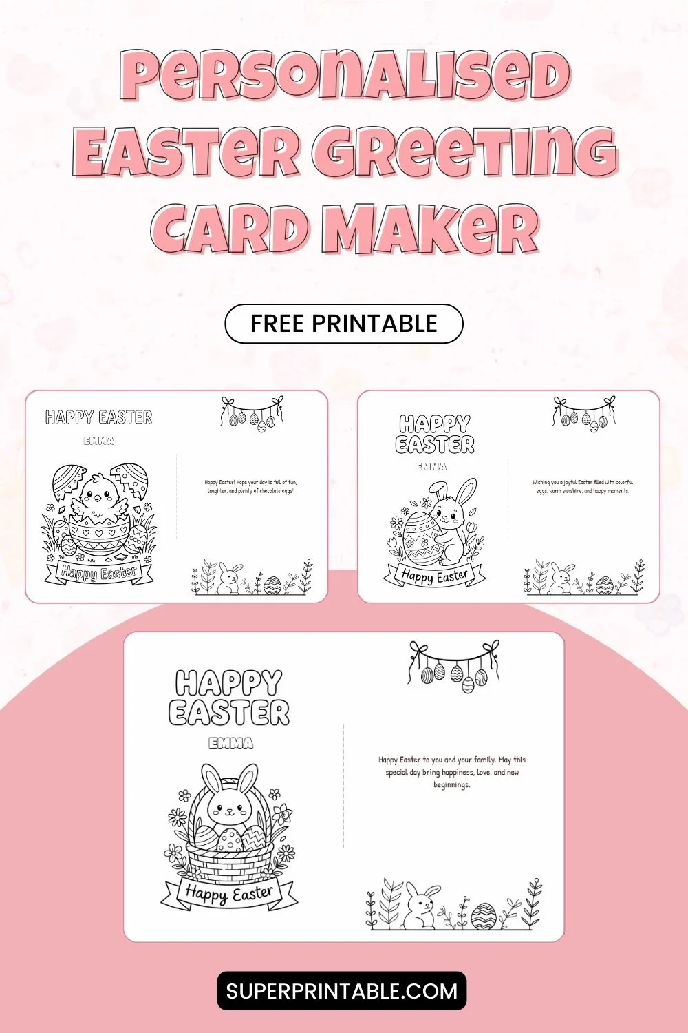 Personalised Easter Greeting Card Maker Printable Pinterest Image
