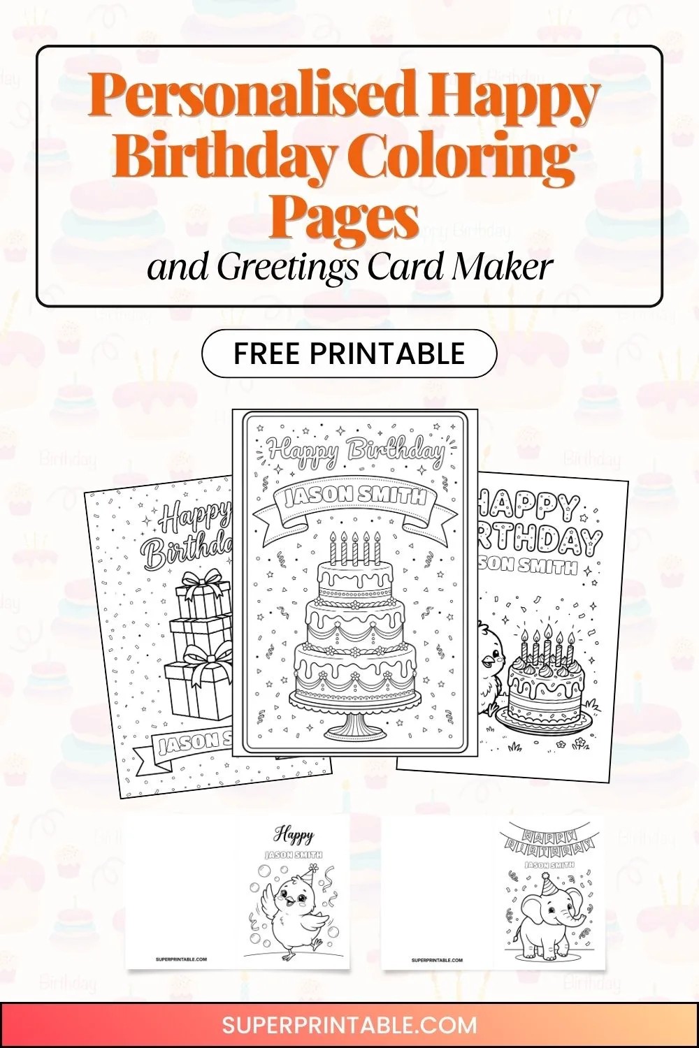 Personalised Happy Birthday Coloring Pages & Greetings Card Maker Pinterest Image