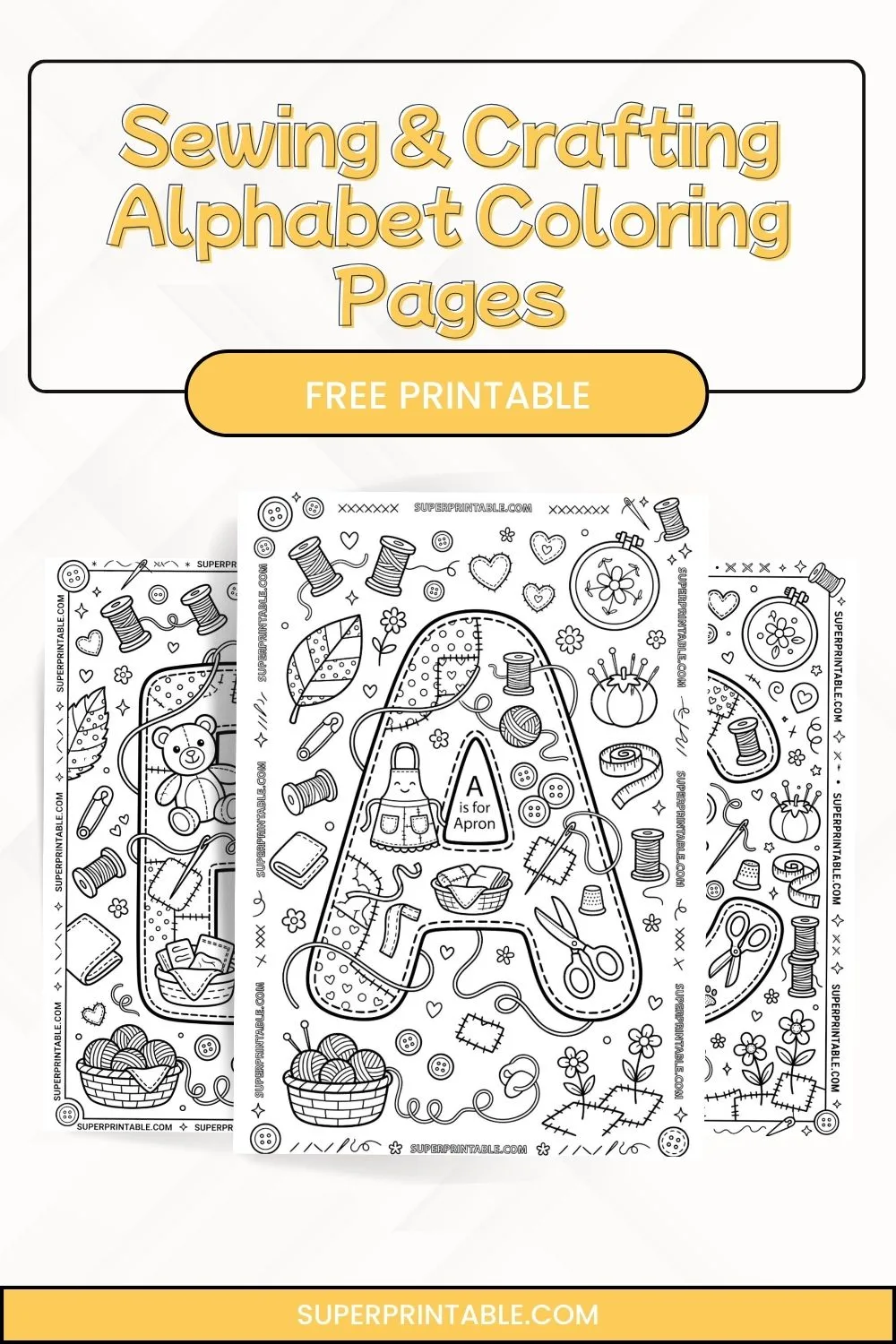 Sewing & Crafting Alphabet Coloring Pages Pinterest Image