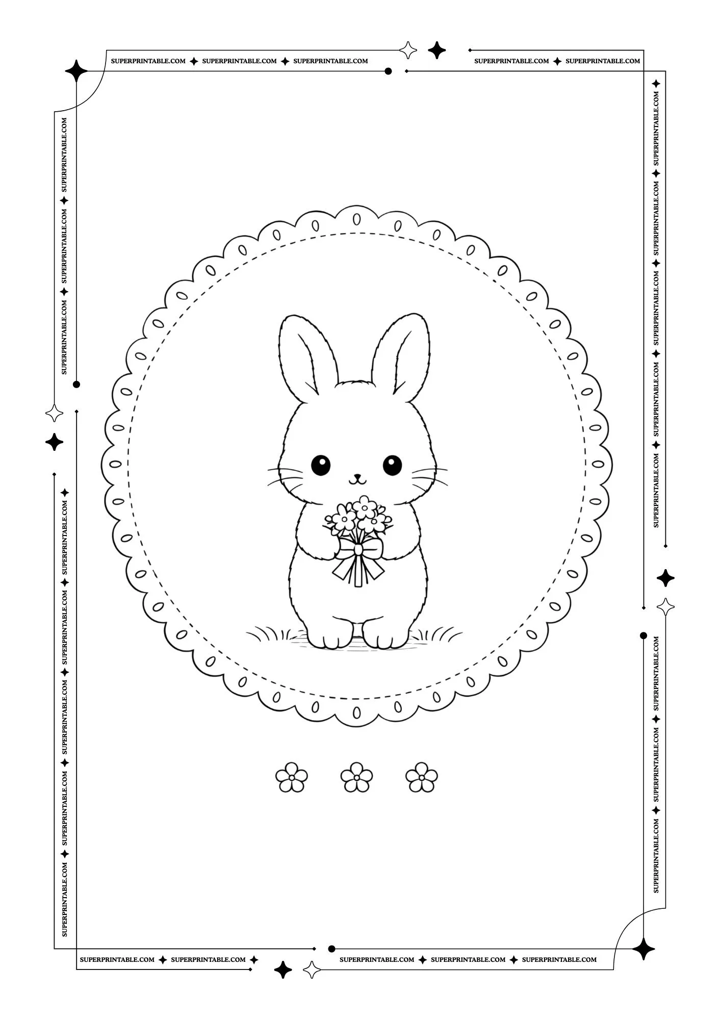 Spring Bunnies Coloring Pages 4