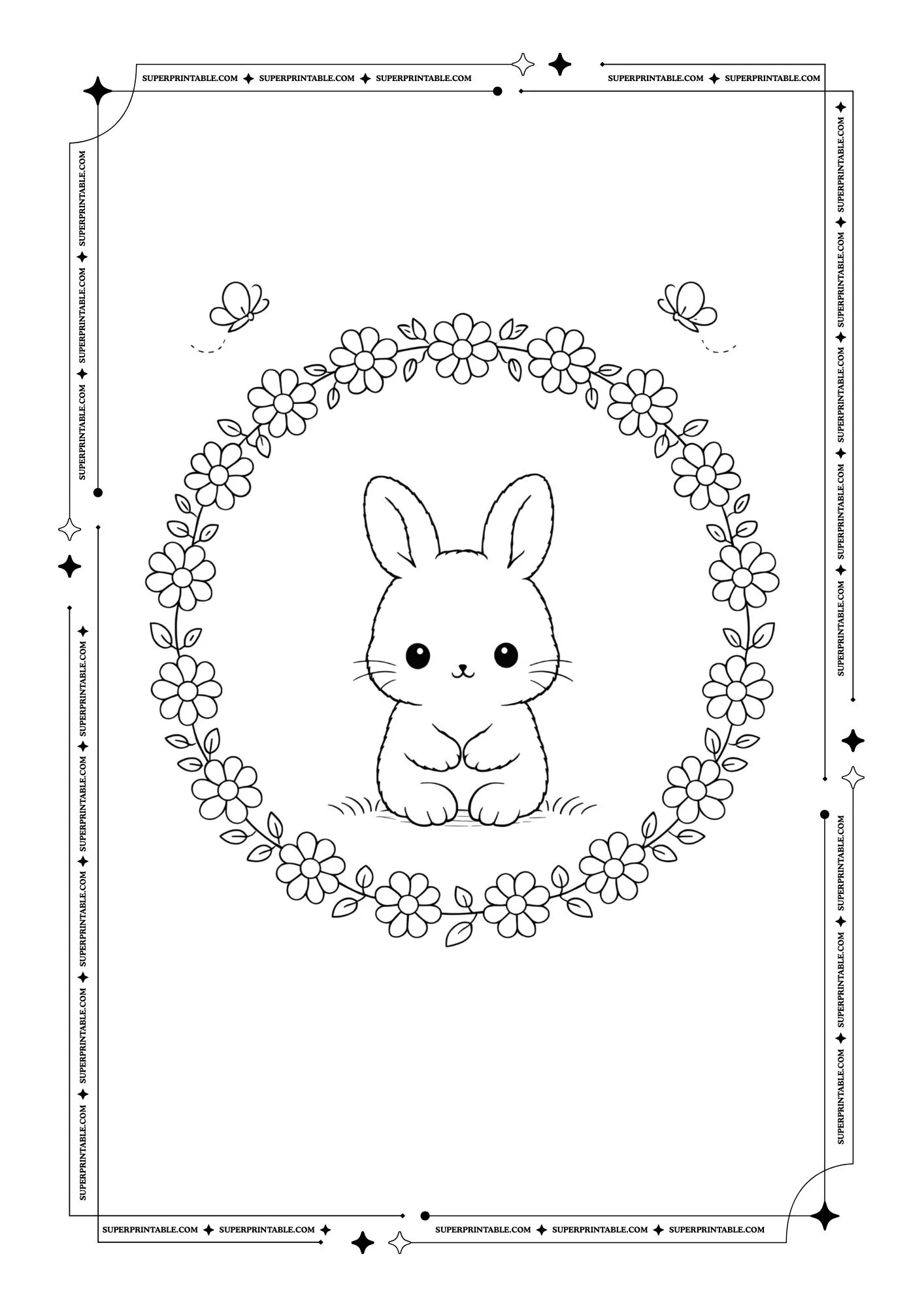 Spring Bunnies Coloring Pages 6