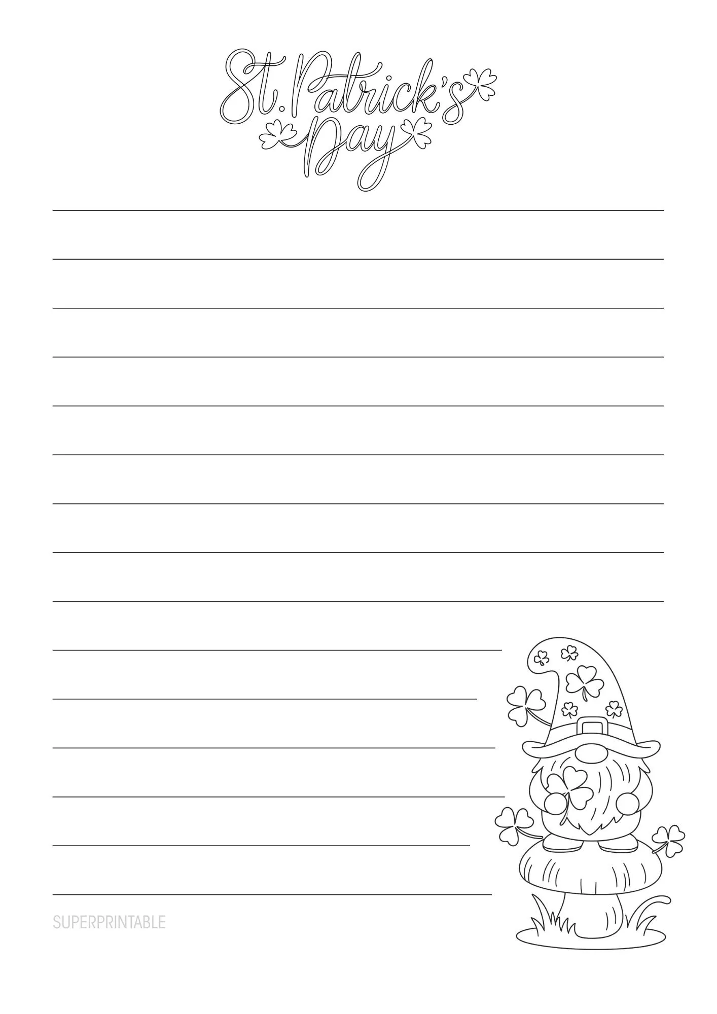 St. Patrick's Writing Paper Printable 3
