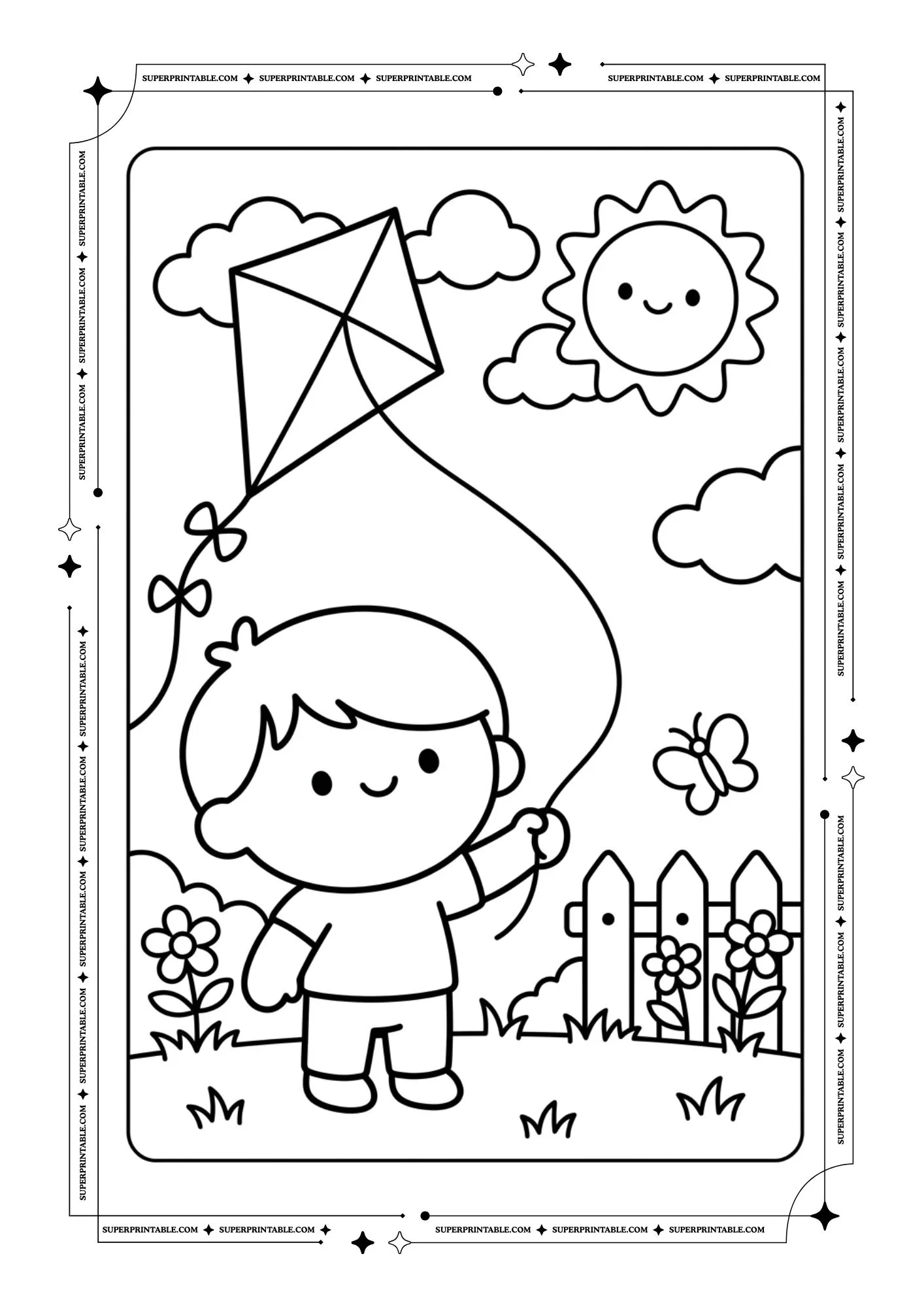 Sunny Doodle Adventures Outdoor Fun Coloring Pages 1