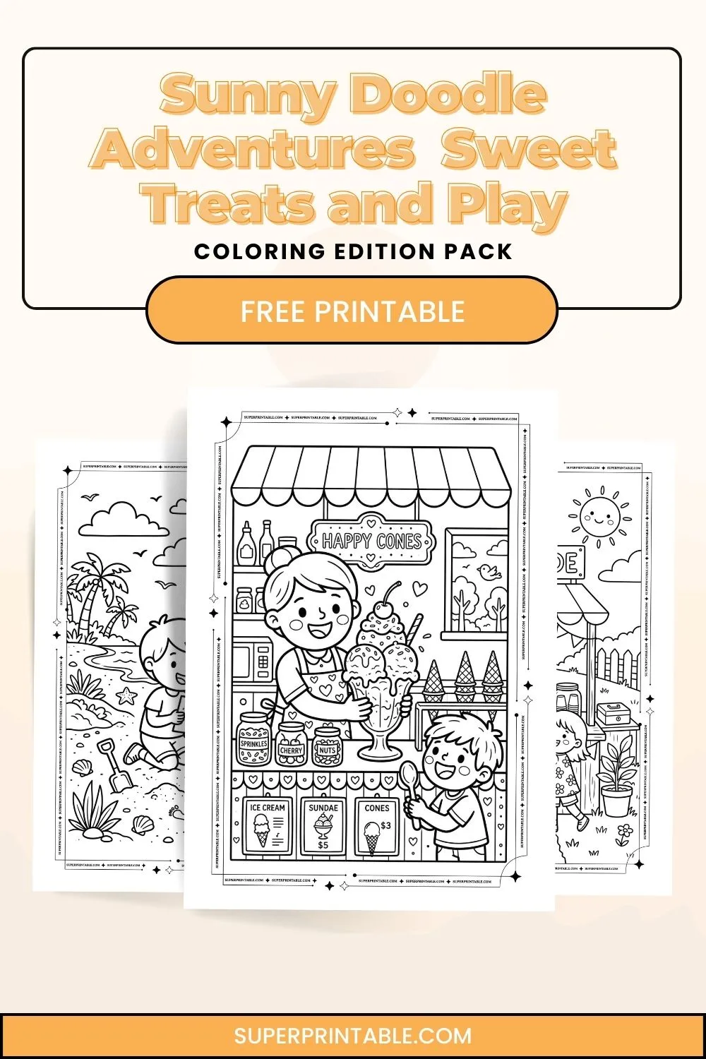 Sunny Doodle Adventures Sweet Treats & Play Coloring Edition Pinterest Image